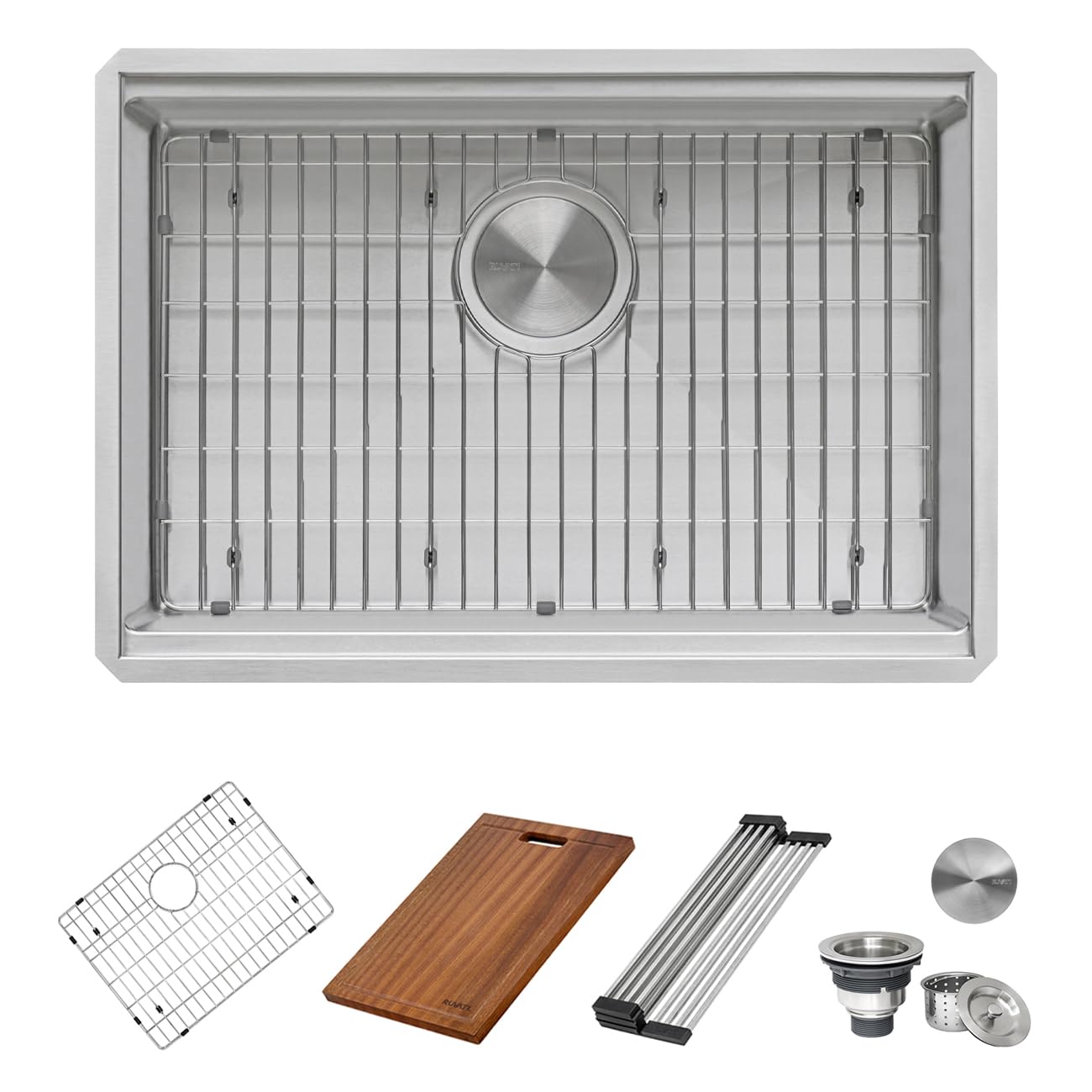 Ruvati 27-Inch Workstation Rounded Corners Undermount Ledge Kitchen Sink With Accessories - Rvh8327