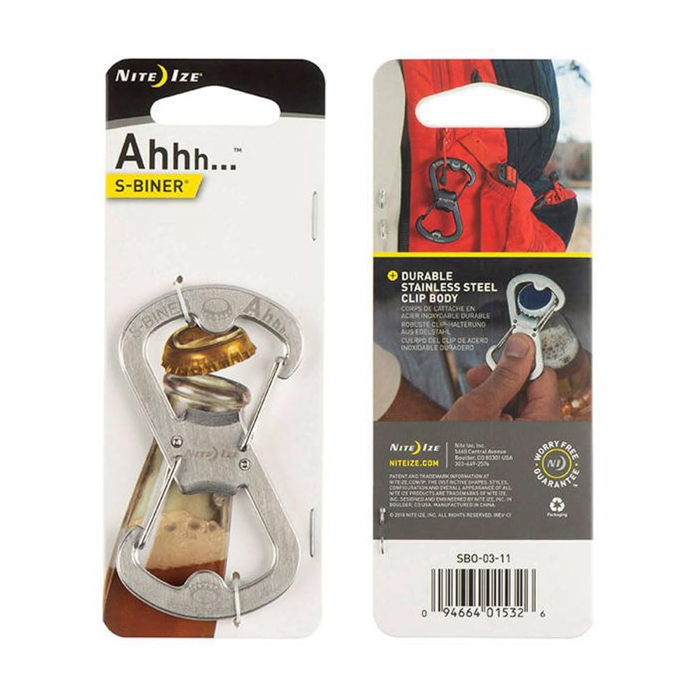 Nite Ize S-Biner Ahhh Bottle Opener - Stainless Steel, Model NI3006, Durable and Versatile Design