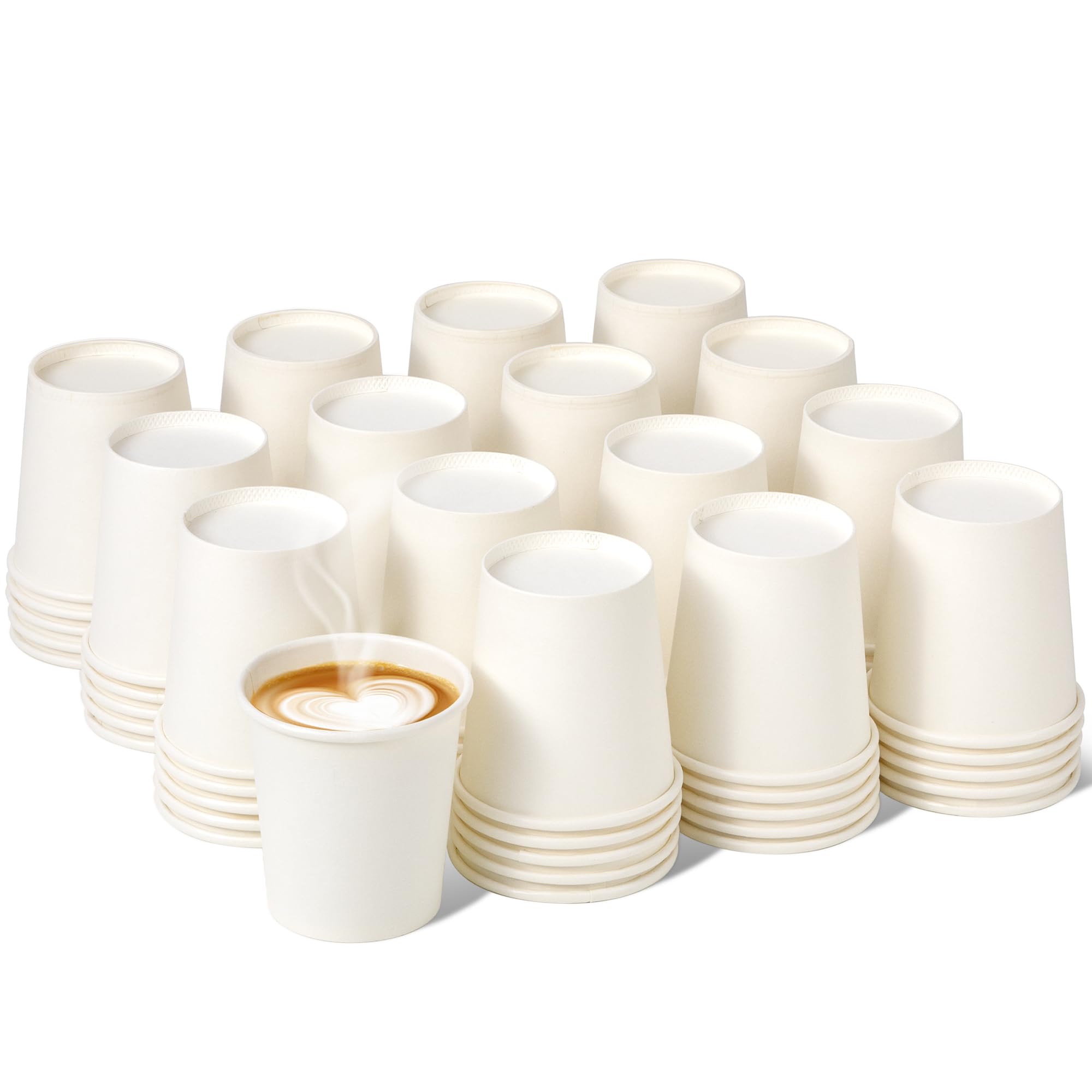 Fit Meal Prep 200 Pack 10 Oz Disposable Paper Coffee Cups, Premium White Hot Cups For Hot/Cold Beverage, Durable Thickened Paper
