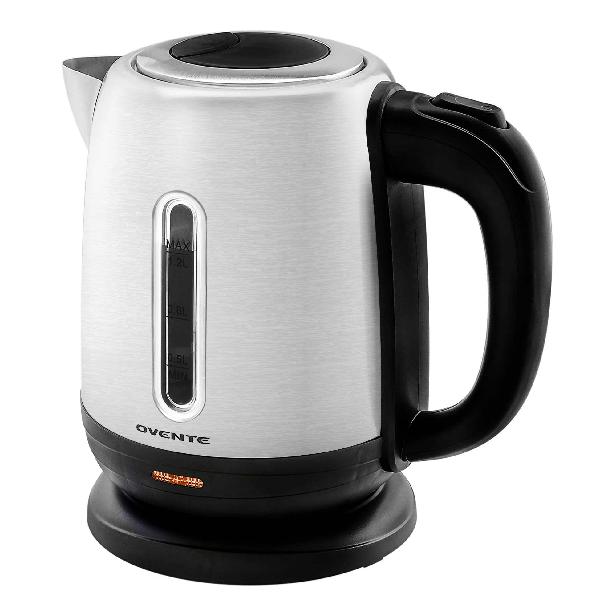Ovente Electric Tea Kettle Stainless Steel 1.2 Liter Portable Instant Hot Water Boiler Heater 1100W Power Fast Boiling With Cord