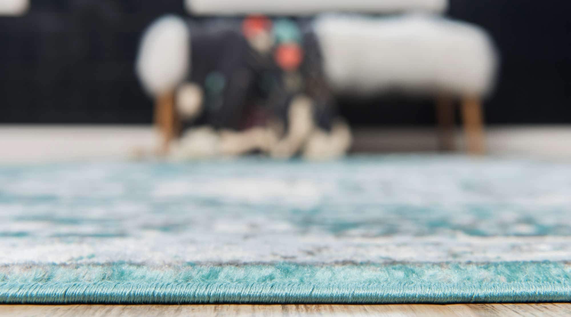 Unique Loom Sofia Collection Area Rug - Salle Garnier (8 x 10 Rectangle Turquoise/Blue)