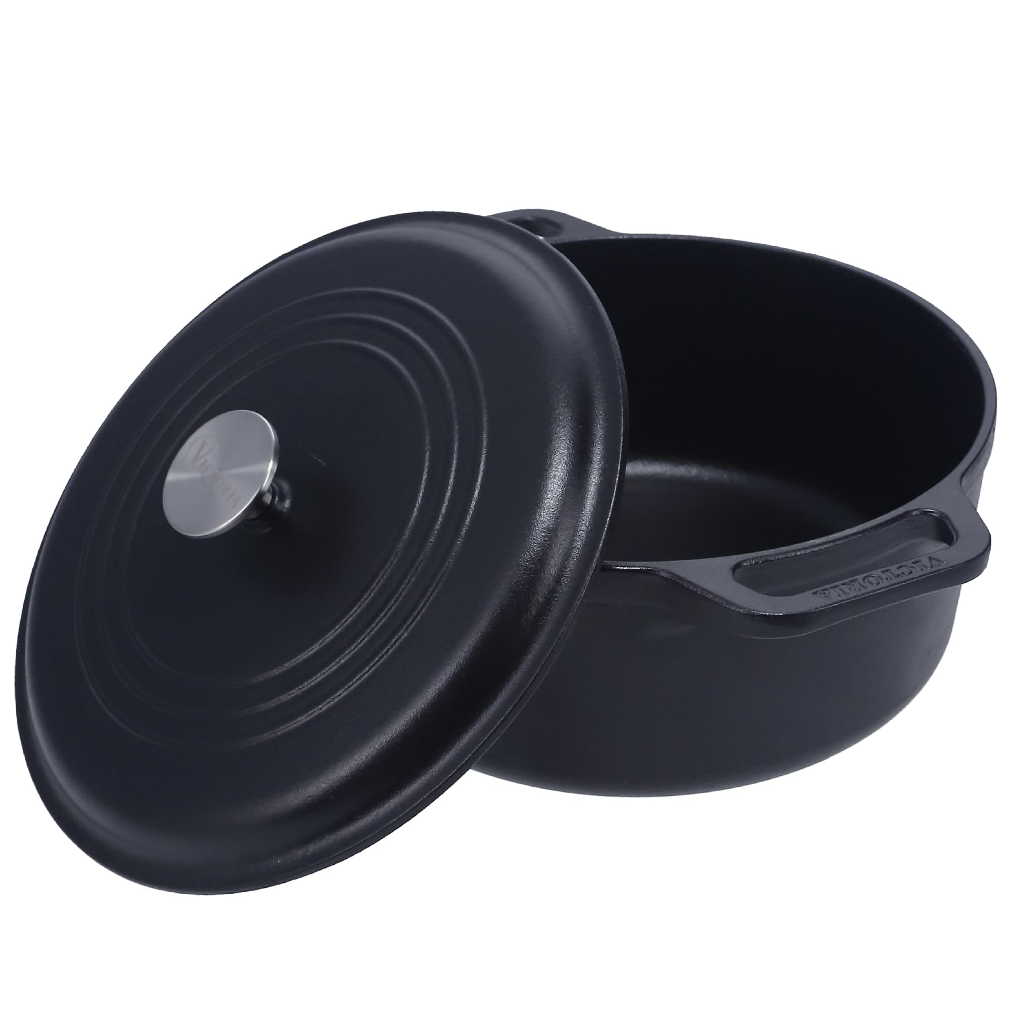 Victoria Cast Iron Large Dutch Oven with Lid and Dual Handles. 7 Quart Pot Seasoned with 100% Kosher Certified Non-GMO Flaxseed 