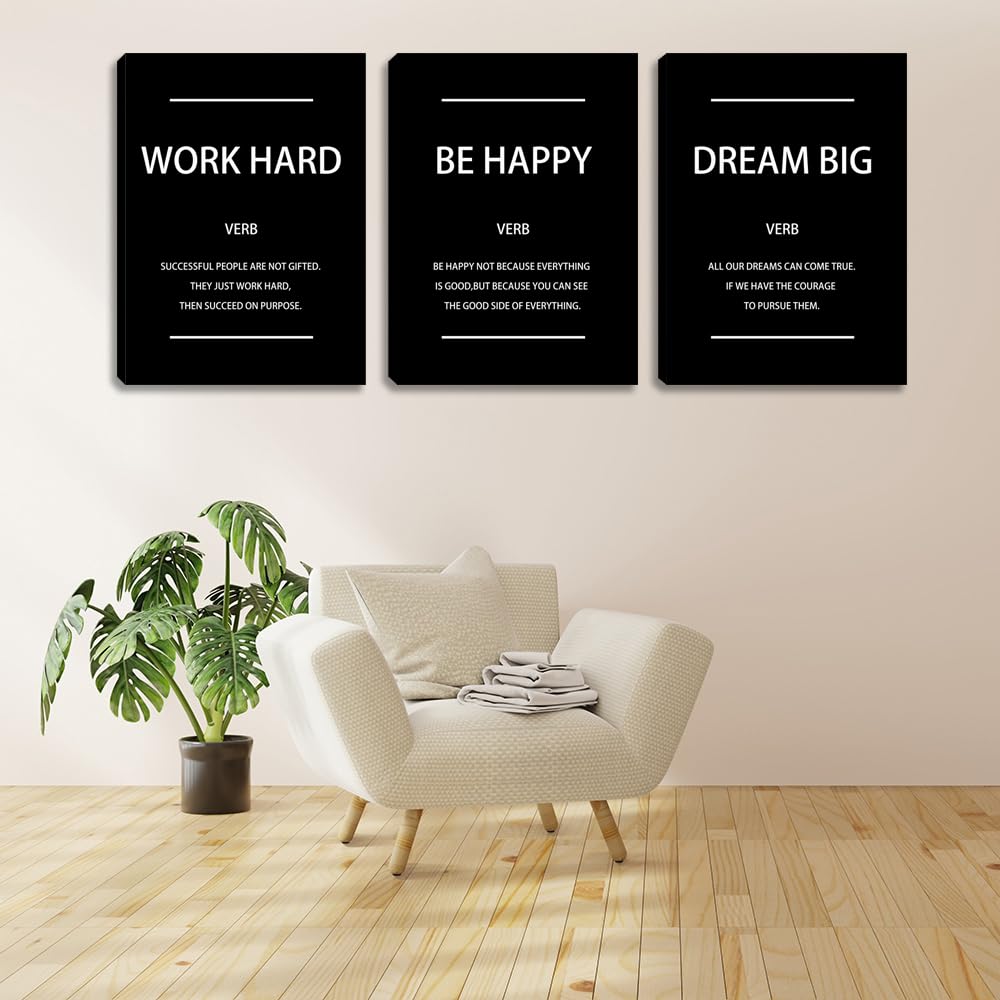 Motivational Affirmation Wall Art Inspirational Poster Prints Encourage Office Wall Decor Art Prints Black Pictures Painting Str