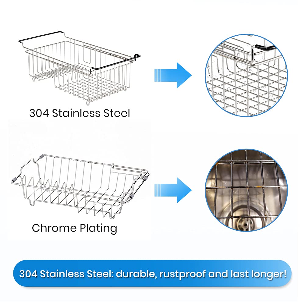 Treelen Expandable Dish Drying Rack Over The Sink Small Dish Drainer In Sink Adjustable Rustproof Sink Strainers For Kitchen-304