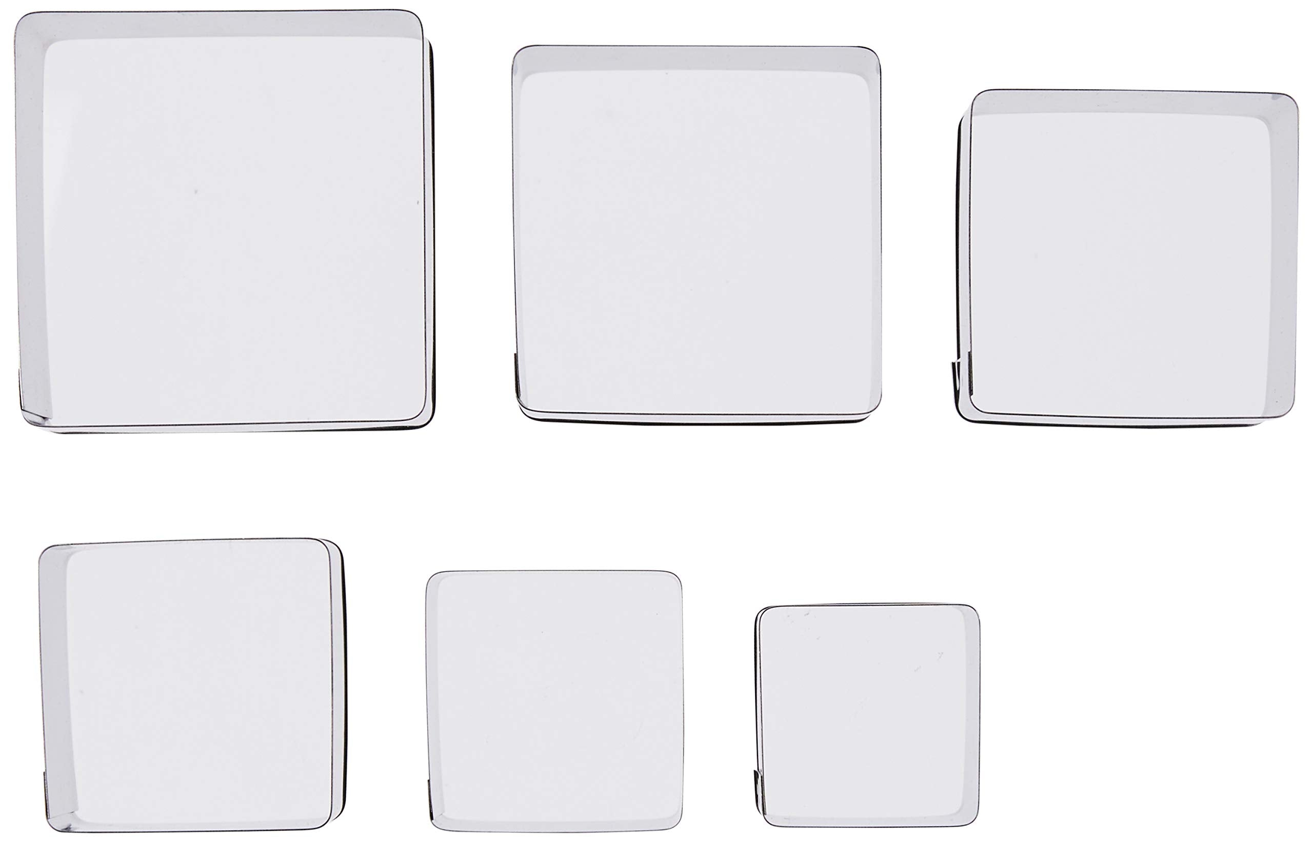 Ateco Plain Edge Square Cutters In Graduated Sizes, Stainless Steel, 6 Pc Set