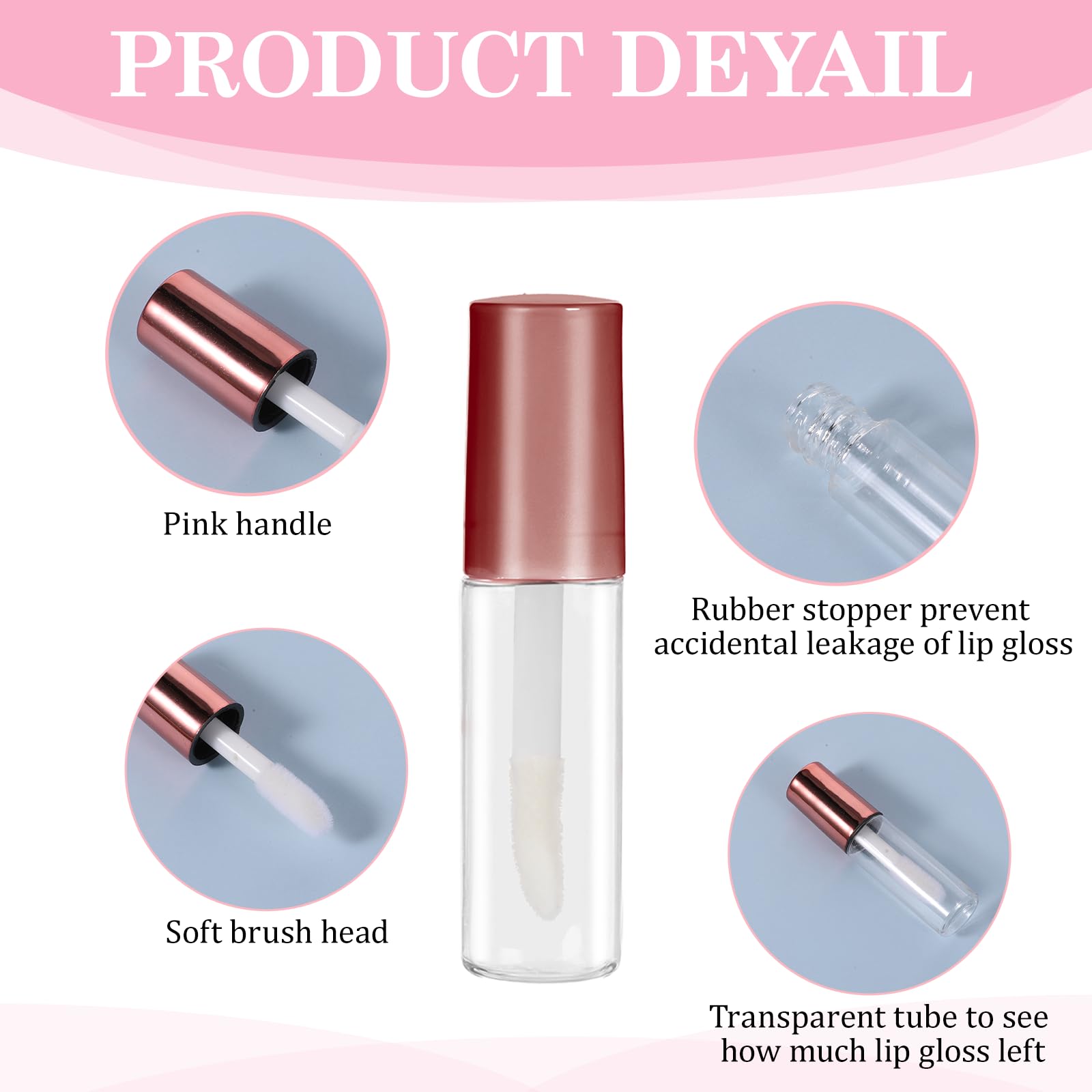 10Pcs Empty Lip Gloss Tubes 1.2Ml Mini Refillable Lip Balm Bottles Makeup Containers Clear Lipstick Cosmetic Bottles With Rubber