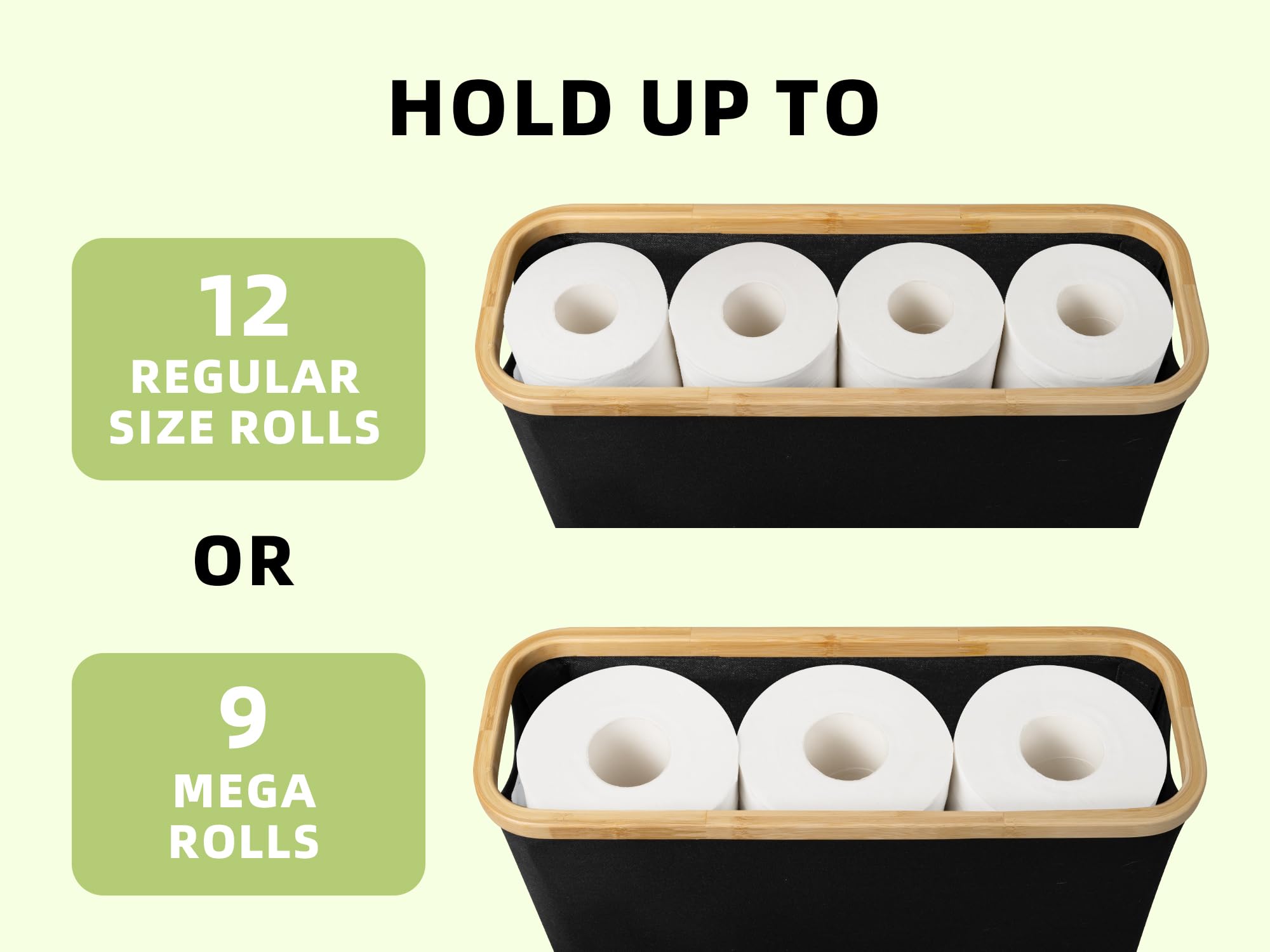 Storageworks Toilet Paper Storage Basket, Toilet Paper Roll Storage With Bamboo Lid, Extra Toilet Paper Holder For Up To 9 Mega