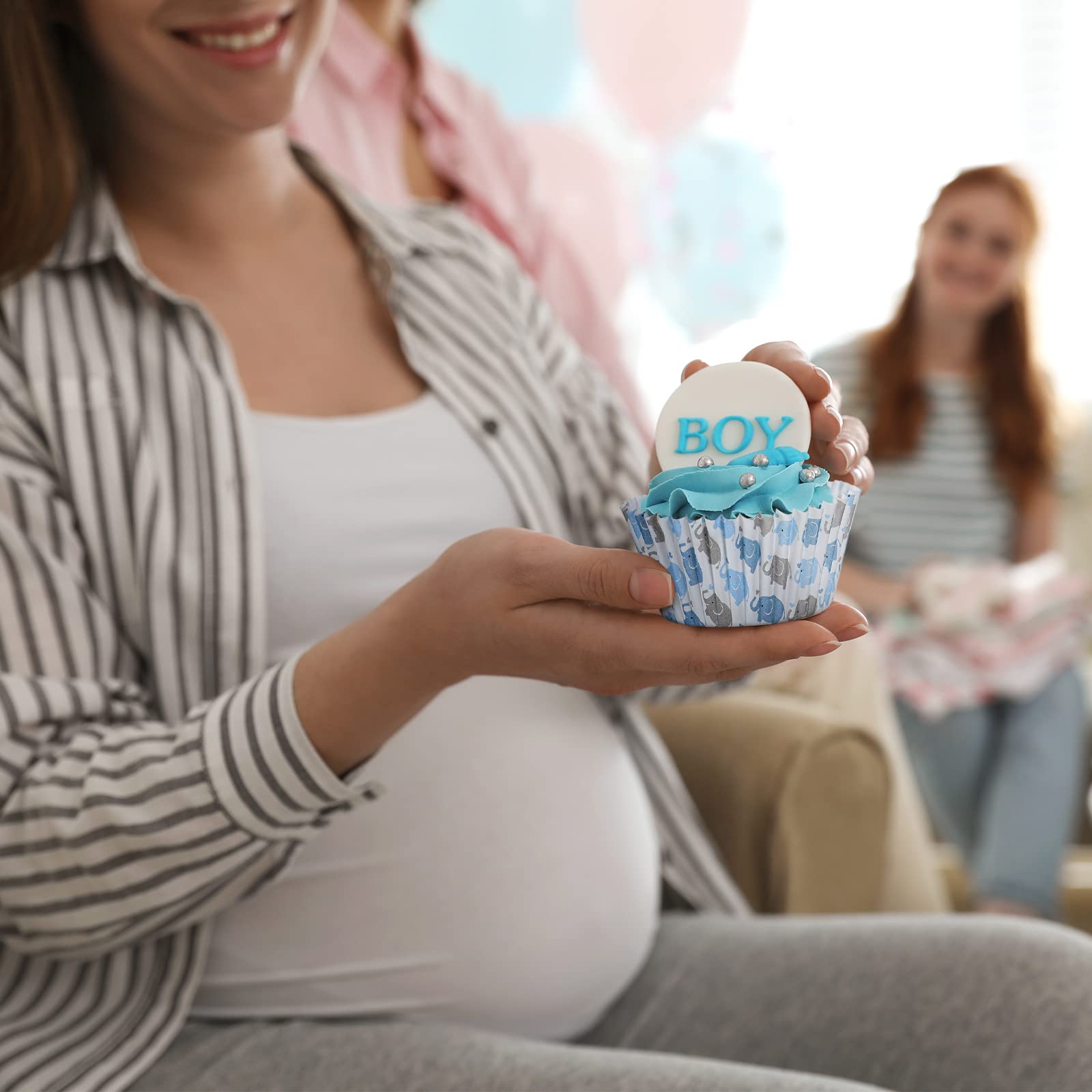 300 Count Baby Shower Cupcake Liners Boy Elephant Muffin Cups Paper Liners Blue Cupcake Wrappers Baking Cups Baking Liners Holde
