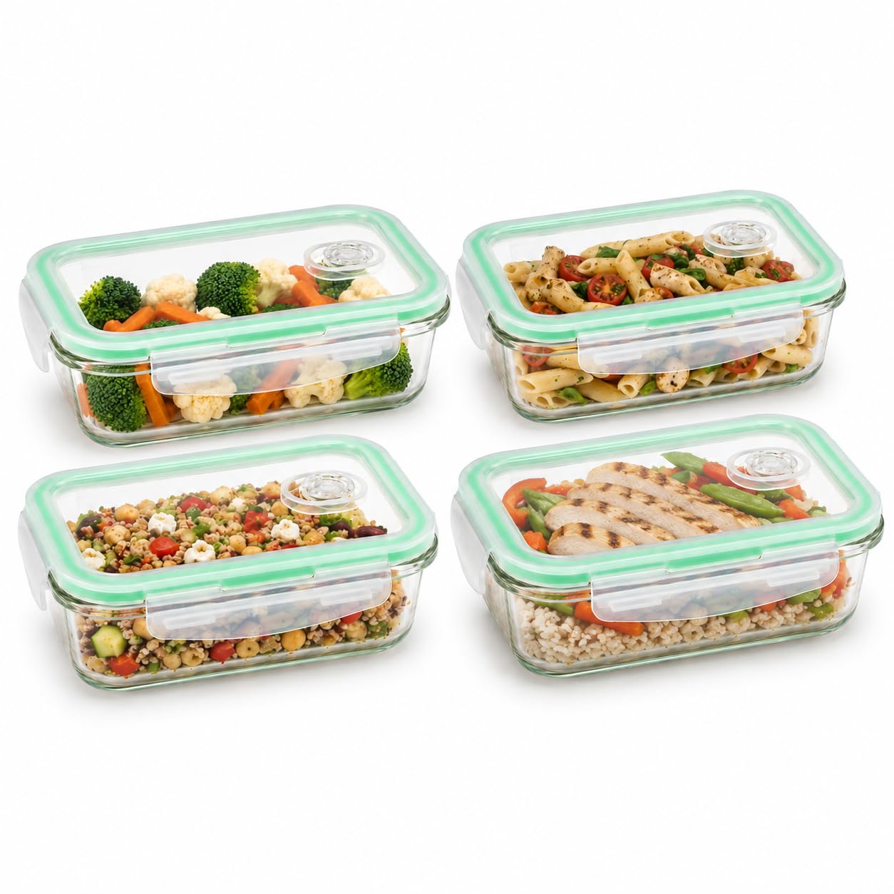 Glass Containers With AirVent Lids, 720 Ml, Set Of 4, Airtight & Leakproof