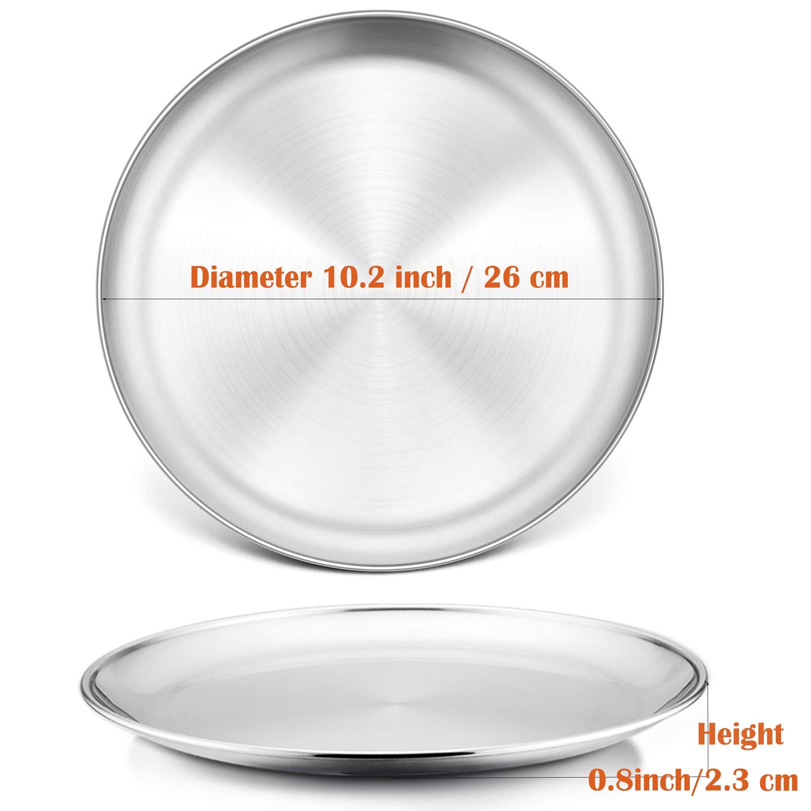 P&P Chef 10 Inch Pizza Pan Set Of 2, Stainless Steel Pizza Round Baking Trays, Crisper Oven Pan For Baking Serving, Healthy &Non
