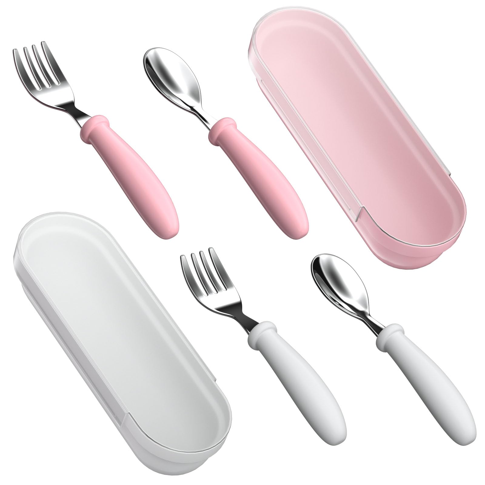 WXCWYQR Toddler Utensils, Toddler Forks and Spoons, Baby Utensils Set with Storage Box for Self Feeding Safe, Dishwasher Safe (2