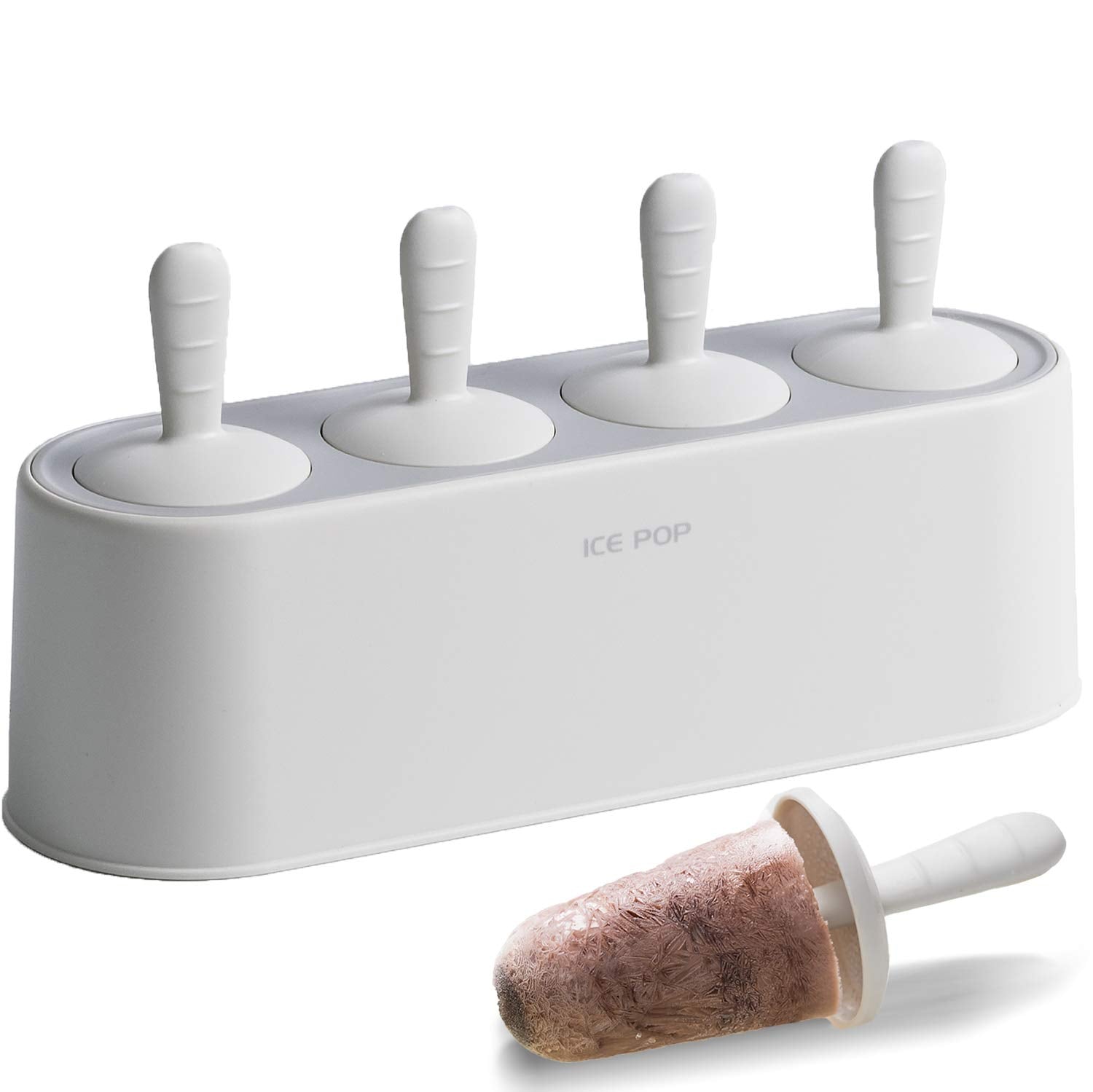 Popsicle Mold Set 4 Pieces Homemade Silicone Popsicle Maker Kid Easy Release Ice Cream Molds Reusable Diy Pop Molds (White)