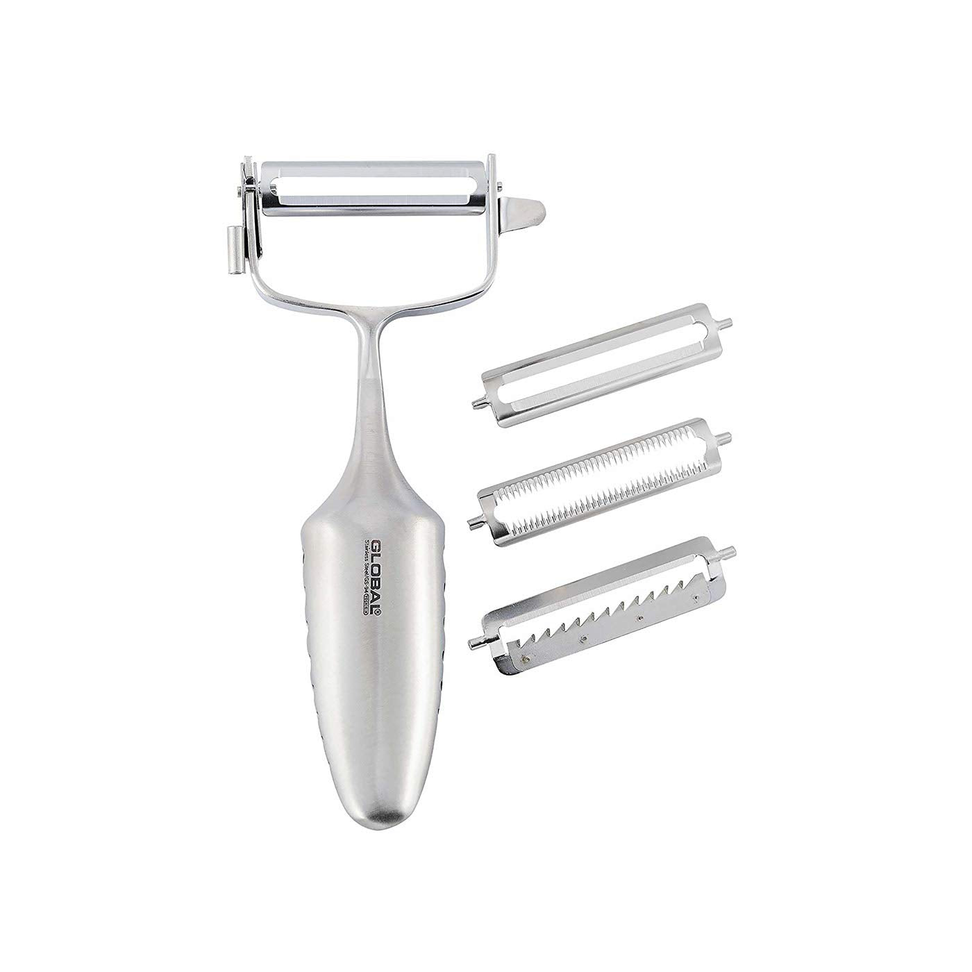 Global Stainless Steel 3-Way Peeler With Interchangeable Blades