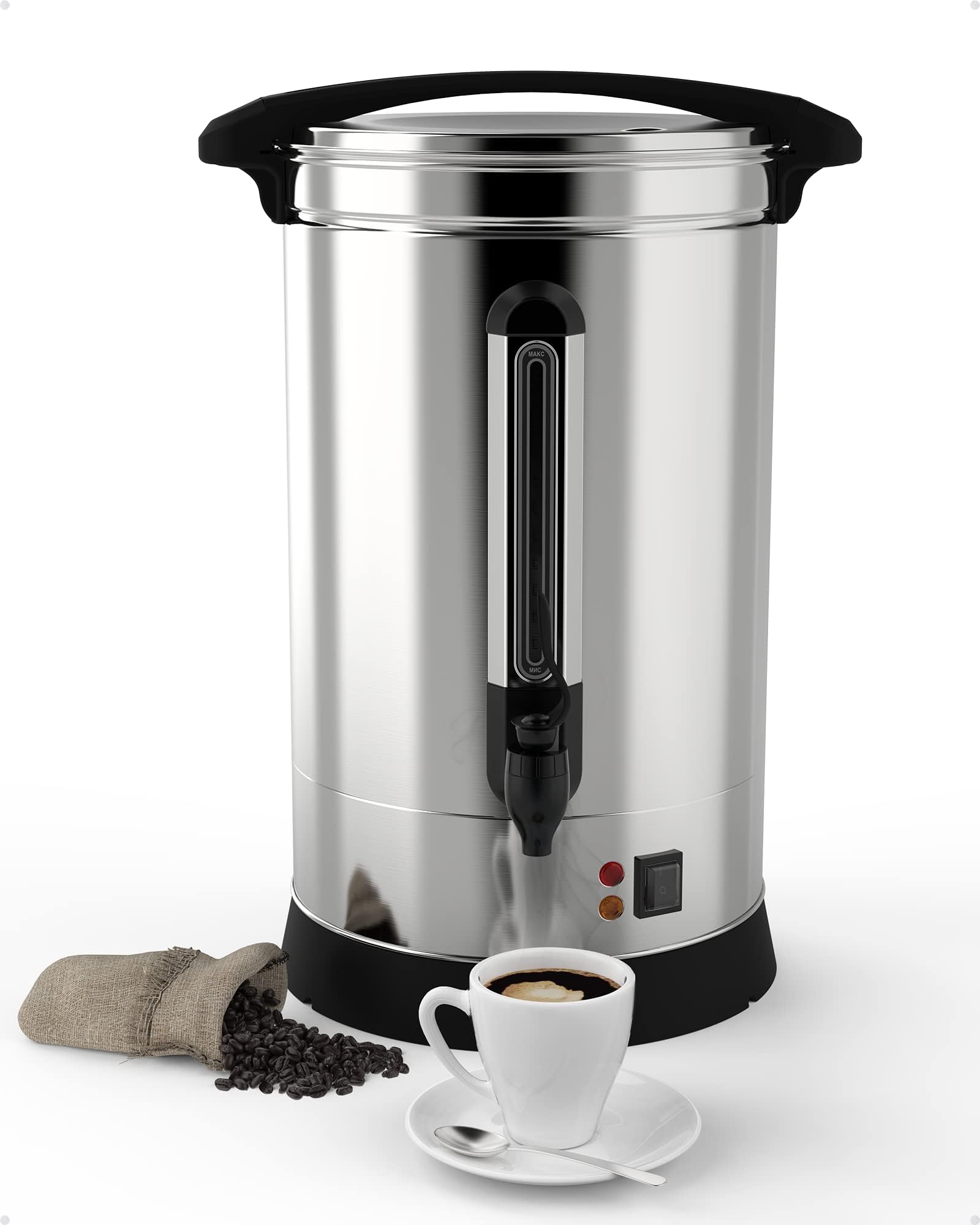 120 Cup Coffee Urn, 18L/4.8Gal Large Capacity Stainless Steel Hot Beverage Dispenser, Fast Brew Rapid Extraction, Commercial Cof