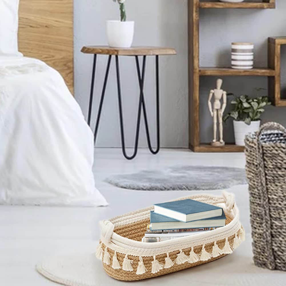 Hosroome Small Woven Storage Basket Boho Decor Baskets For Organizing Small Storage Basket For Bedroom Nursery Livingroom Entryw
