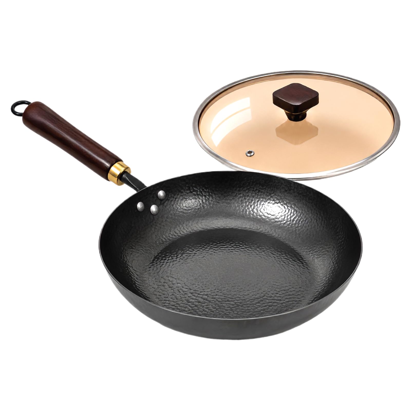 Calmabode Carbon Steel Frying Pan 11, HandHammered Carbon Steel Skillet