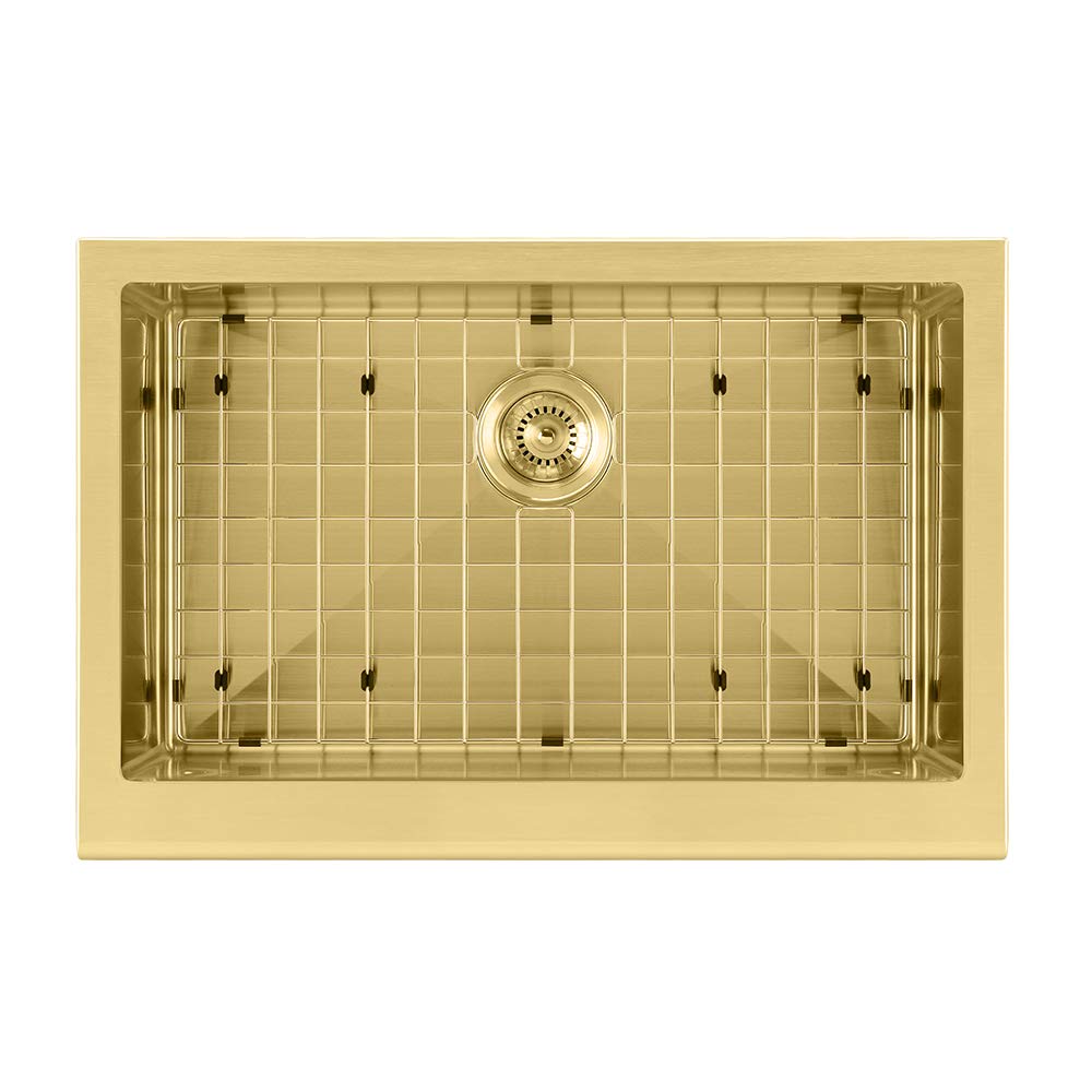 Whitehaus Whnpl3020-B Noah Plus Collection Kitchen Sink, Brass
