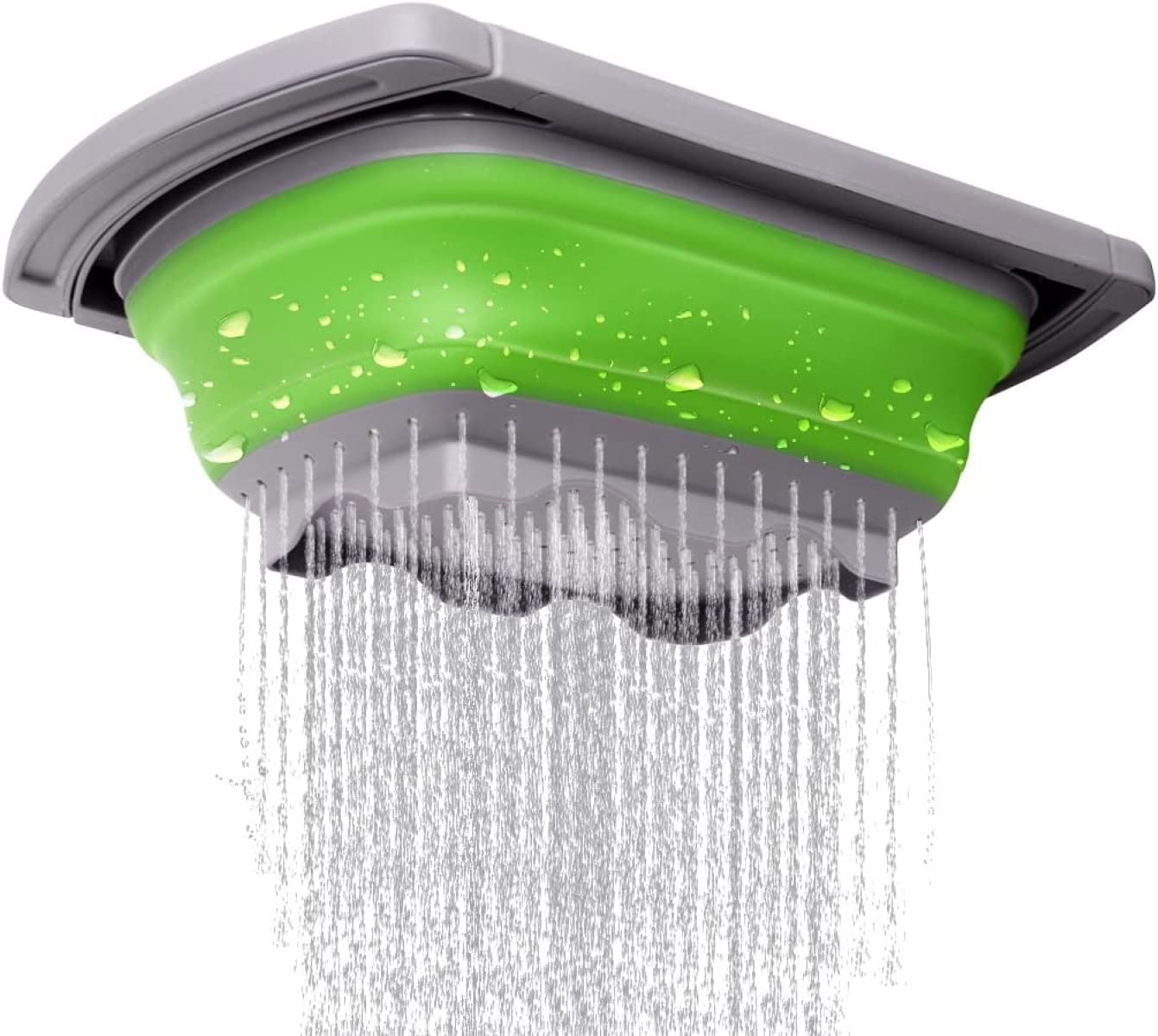 Collapsible Colander, Green Food Strainer Over The Sink Colanders Strainers With Extendable Handles, 6-Quart, Dishwasher-Safe Ki
