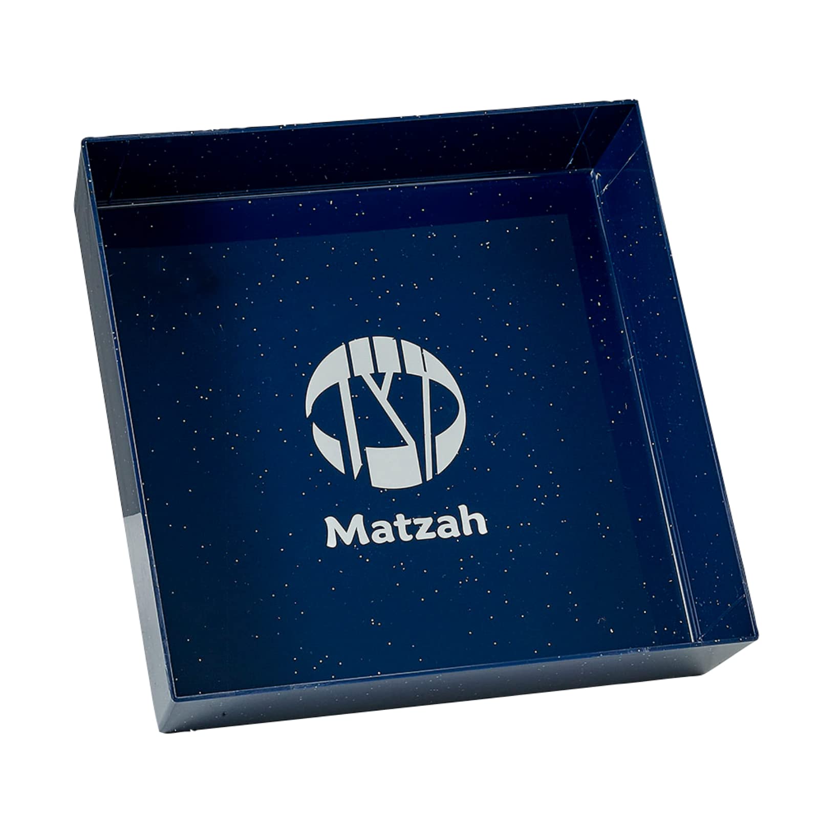 Rite Lite Square Navy Matzah Tray with Silver Glitter Pesach Seder Table Decor Matzah Holder Jewish Holiday Party Gifts Haggadah