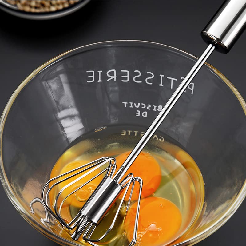 12 Inch Stainless Steel Semi-Automatic Whisk Handhold Push-Type Egg Beater For Home Kitchen Stainless Steel Eggbeater