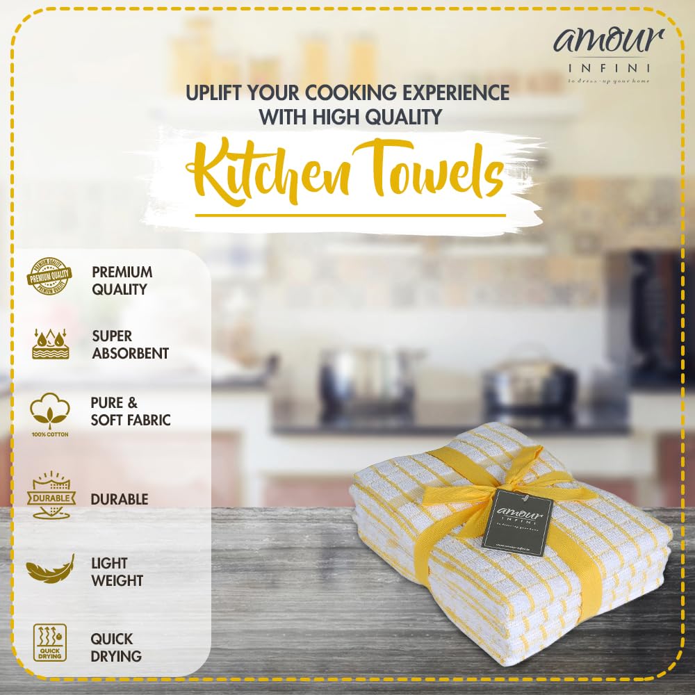 Amour Infini Terry Dish Towels Pack Of 4 Highly Absorbent Quick Dry Super Soft 20X28 Inch Kitchen Towel With Hanging Loop For Cl
