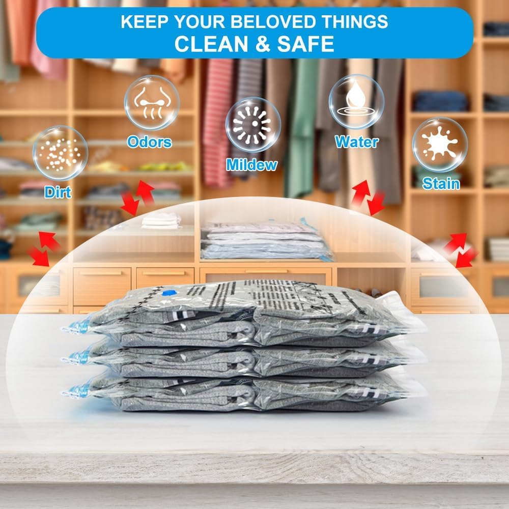 BoxLegend Vacuum Storage Bags with Large Size Hand Pump 8 Jumbo 31.5x39.37 Thickened Vacuum Seal Bags for Clothing Space Saving