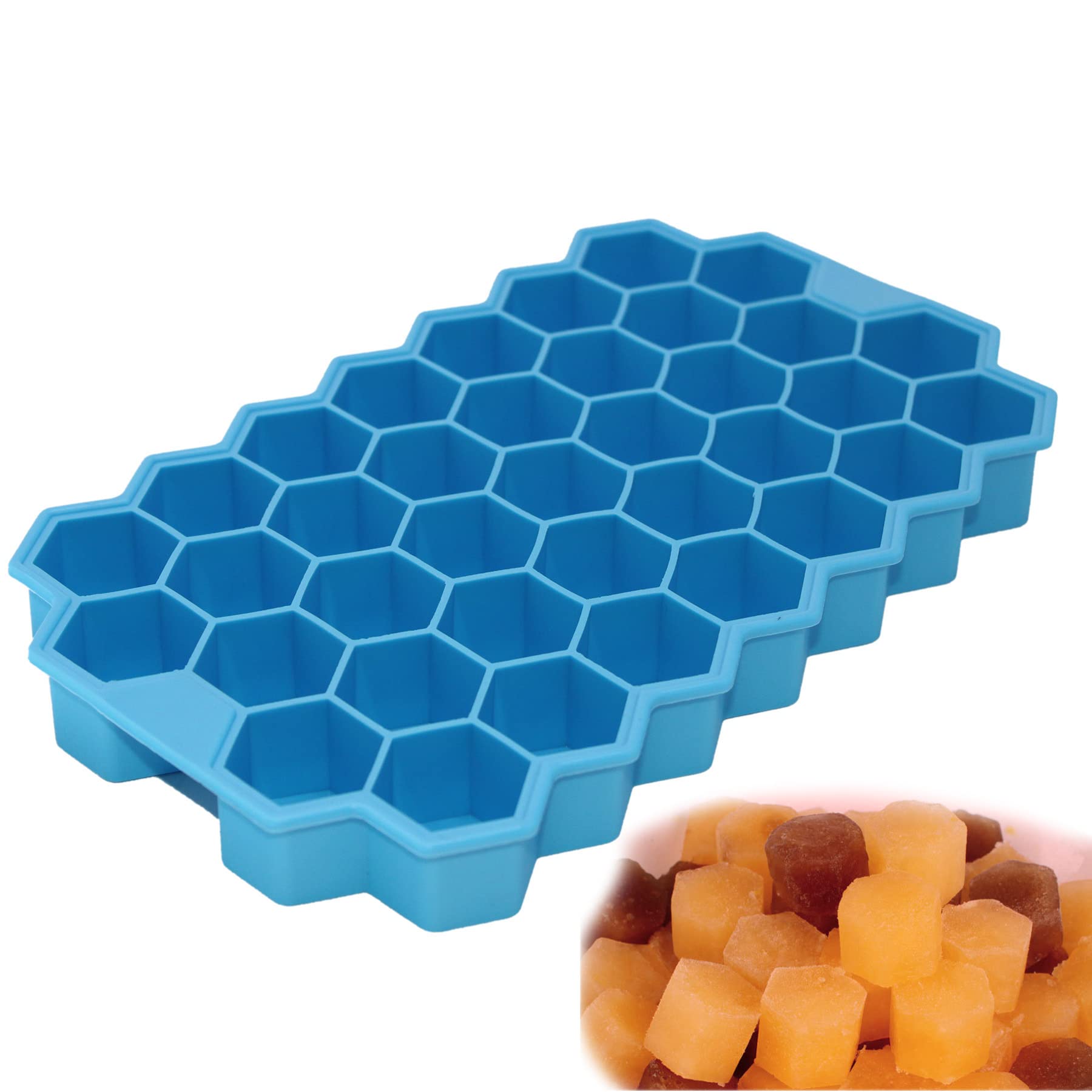 X-Haibei Flexible Bee Honeycomb Silicone Soap Gelatin Ice Cube Jello Chocolate Mold Dia. 1Inch