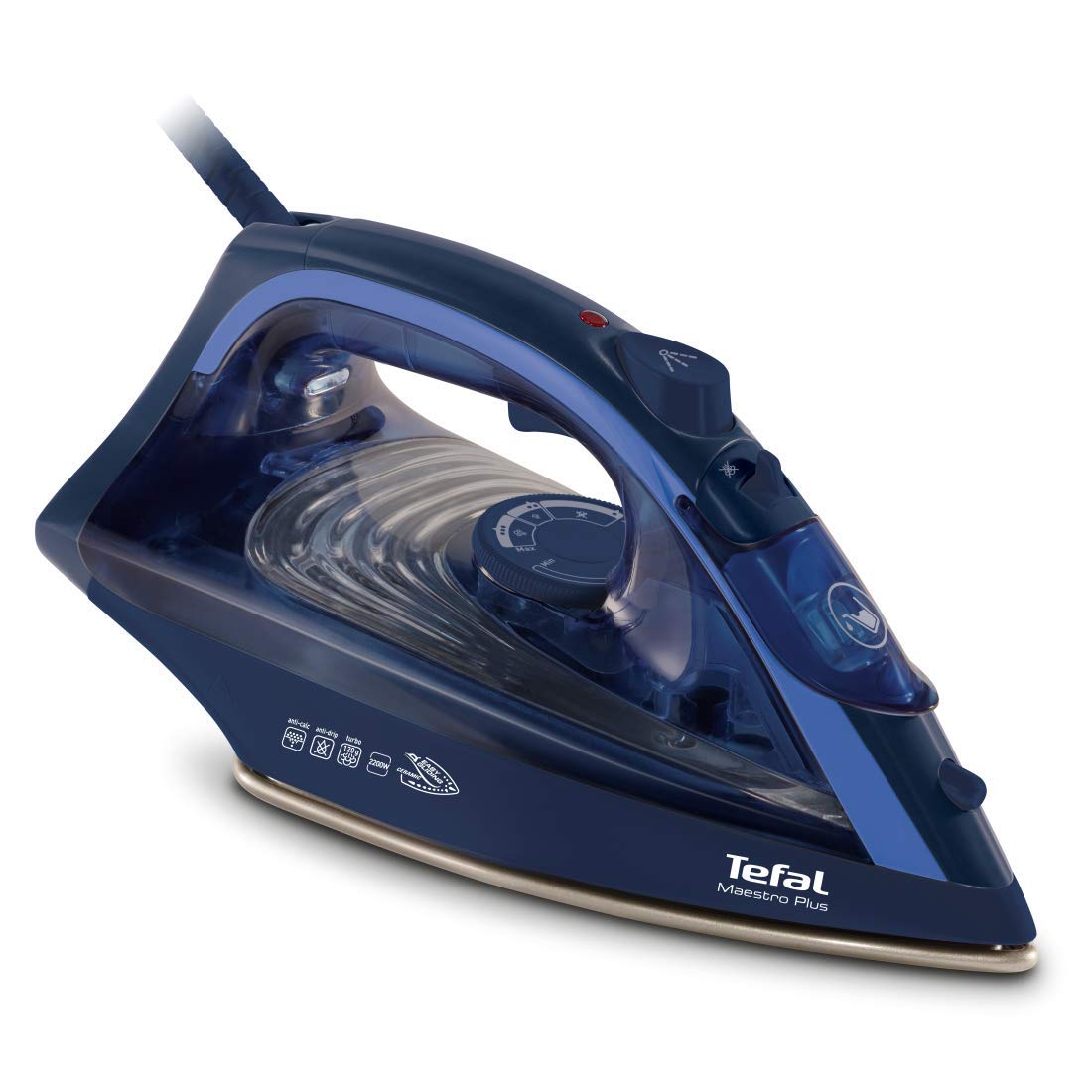 Tefal Maestro Plus Steam Iron | No.1 Ironing Brand In Europe | 2200W | Xl Ceramic Soleplate | Anti-Calc | 120G/Min Boost | 35G/M