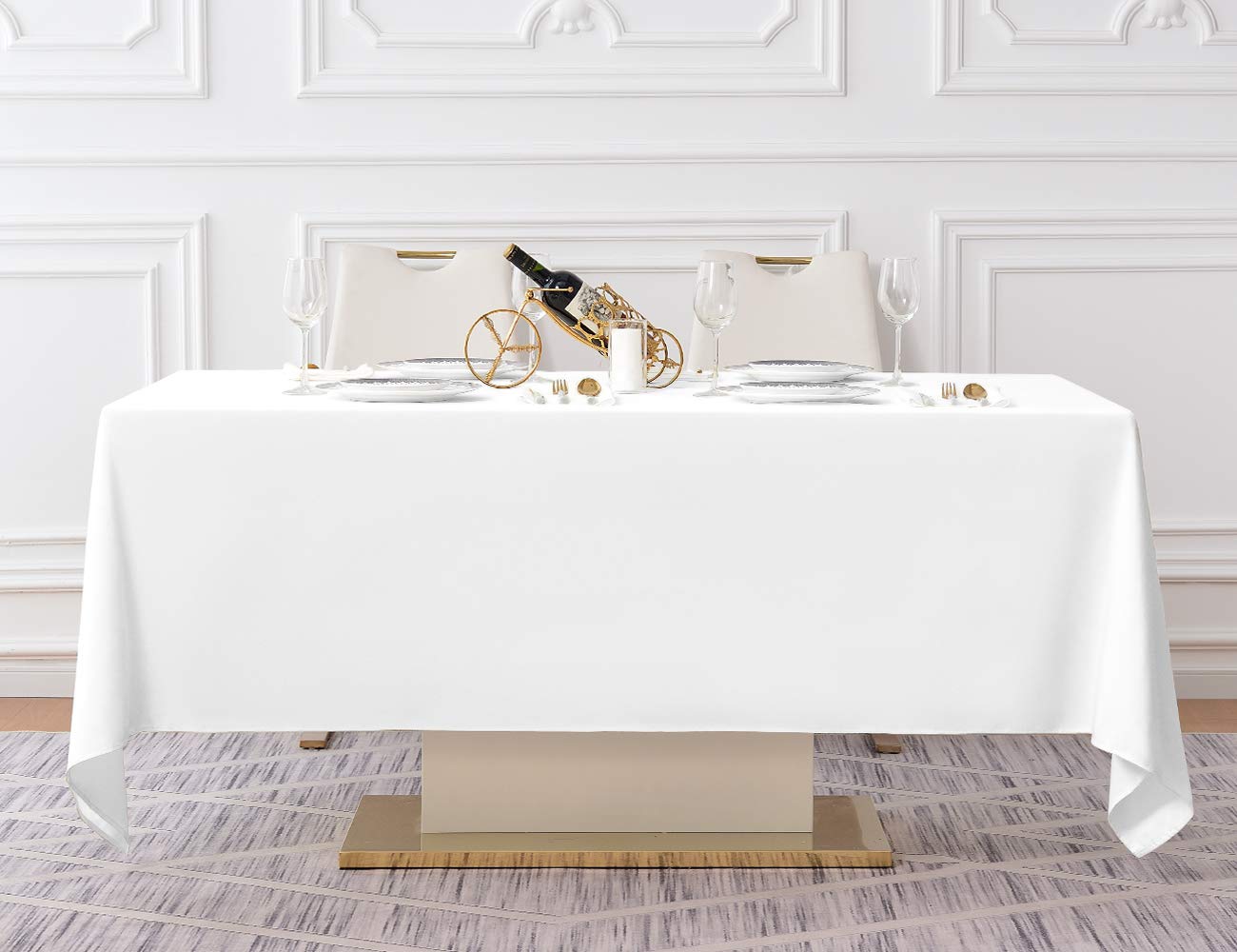 Surmente 60 X 102-Inch Tablecloth Rectangular Polyester Table Cloths For Weddings, Banquets, Or Restaurants (White2 Pack)Aa