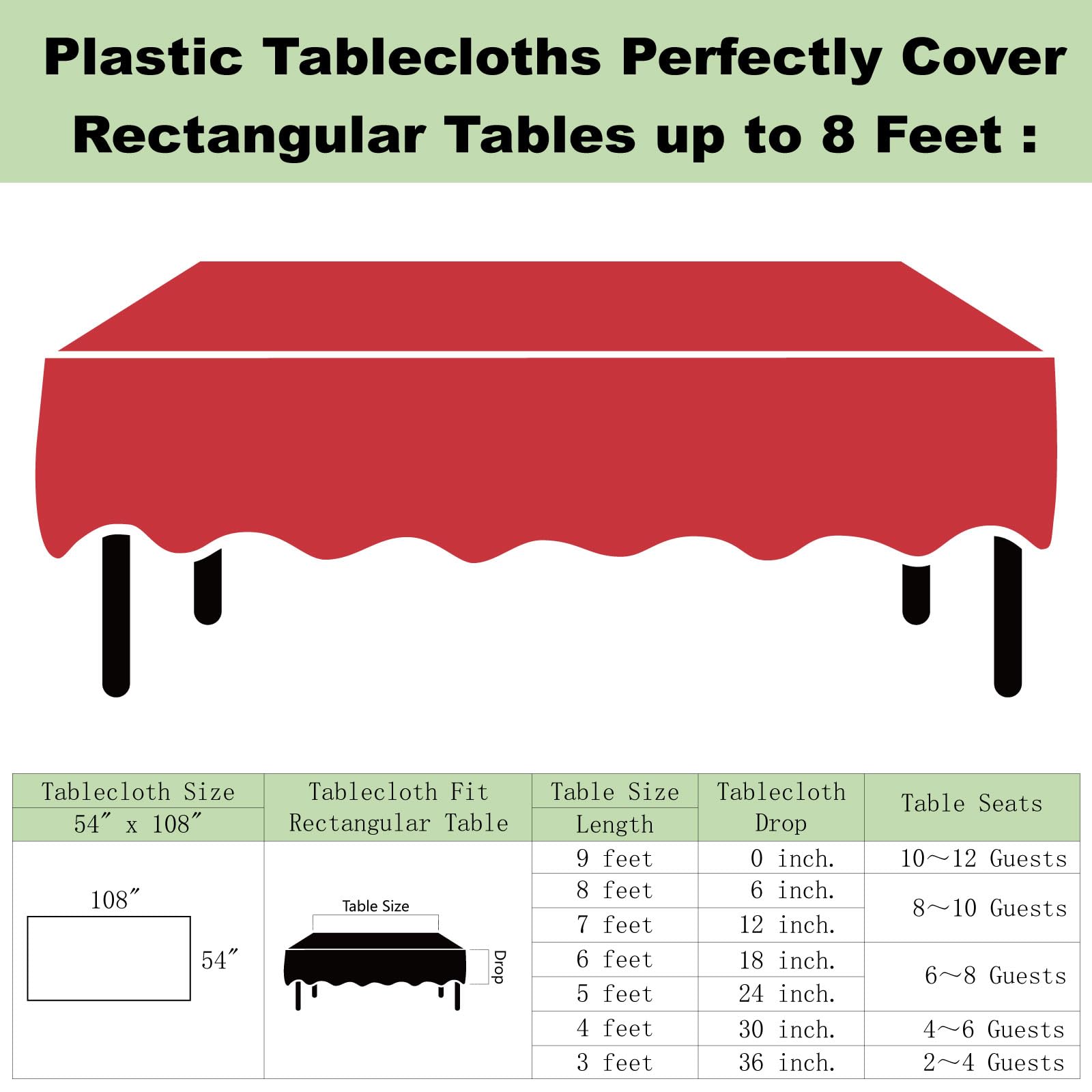 Plastic Red Tablecloths 3 Pack Disposable Table Covers 54 X 108 Inch Ruby Shine Red Table Cloths For Parties Anniversary Thanksg