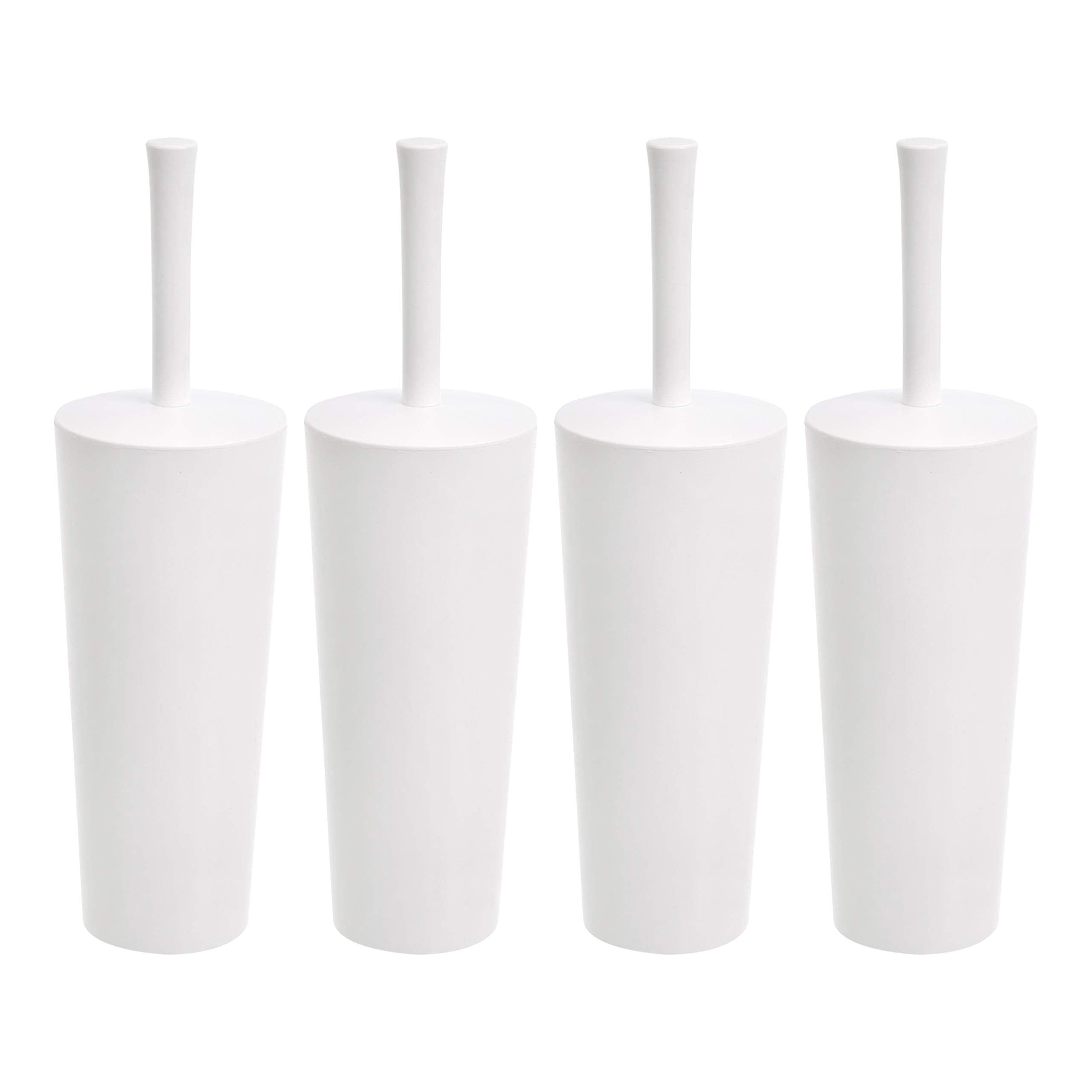 Amazon Basics Toilet Brush And Holder Set - 4-Pack, White (Previously Amazoncommercial Brand)
