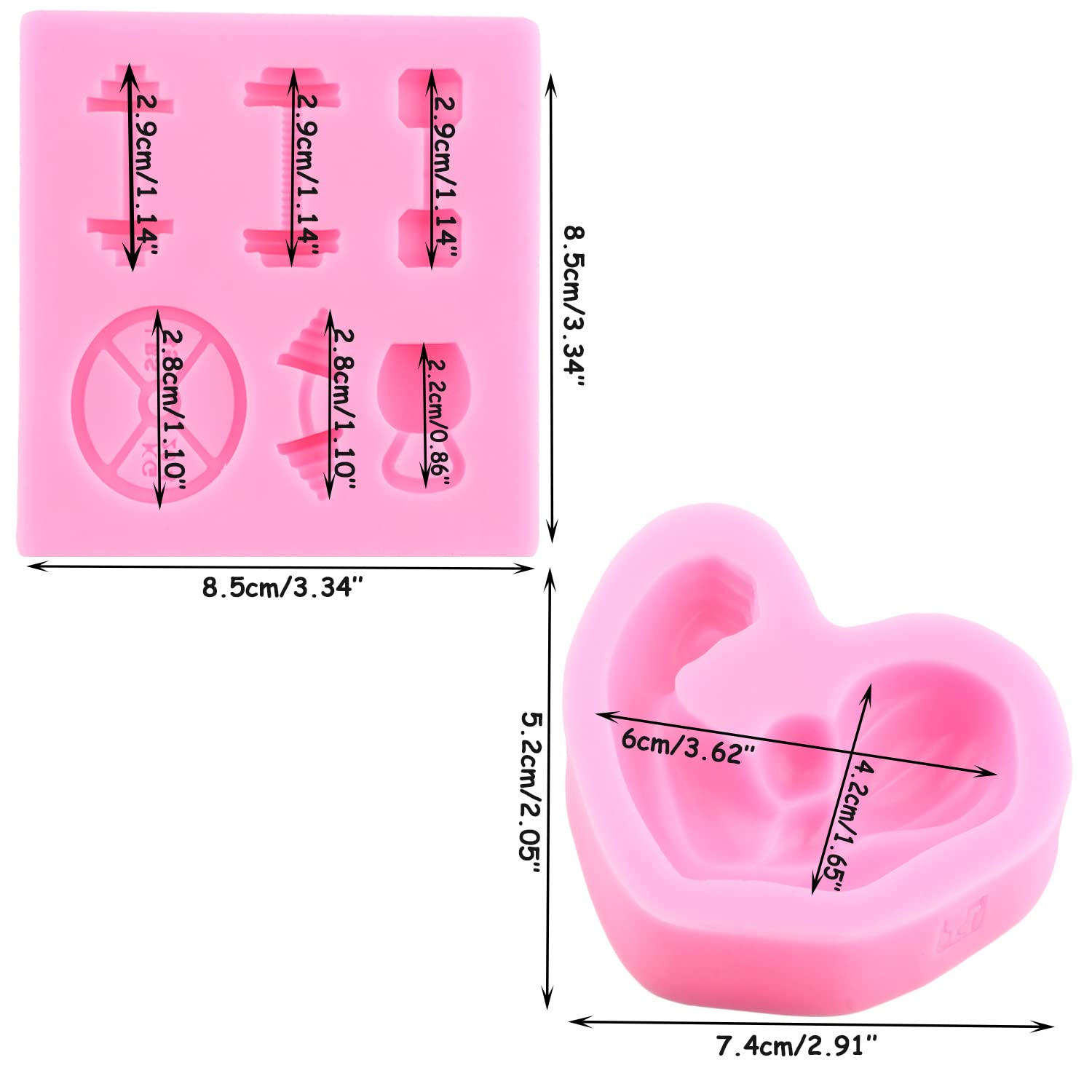 Mujiang Sports Fitness Workout Exercise Dumbbell Silicone Molds Muscle Fondant Mold For Cake Decorating Cupcake Candy Polymer Cl