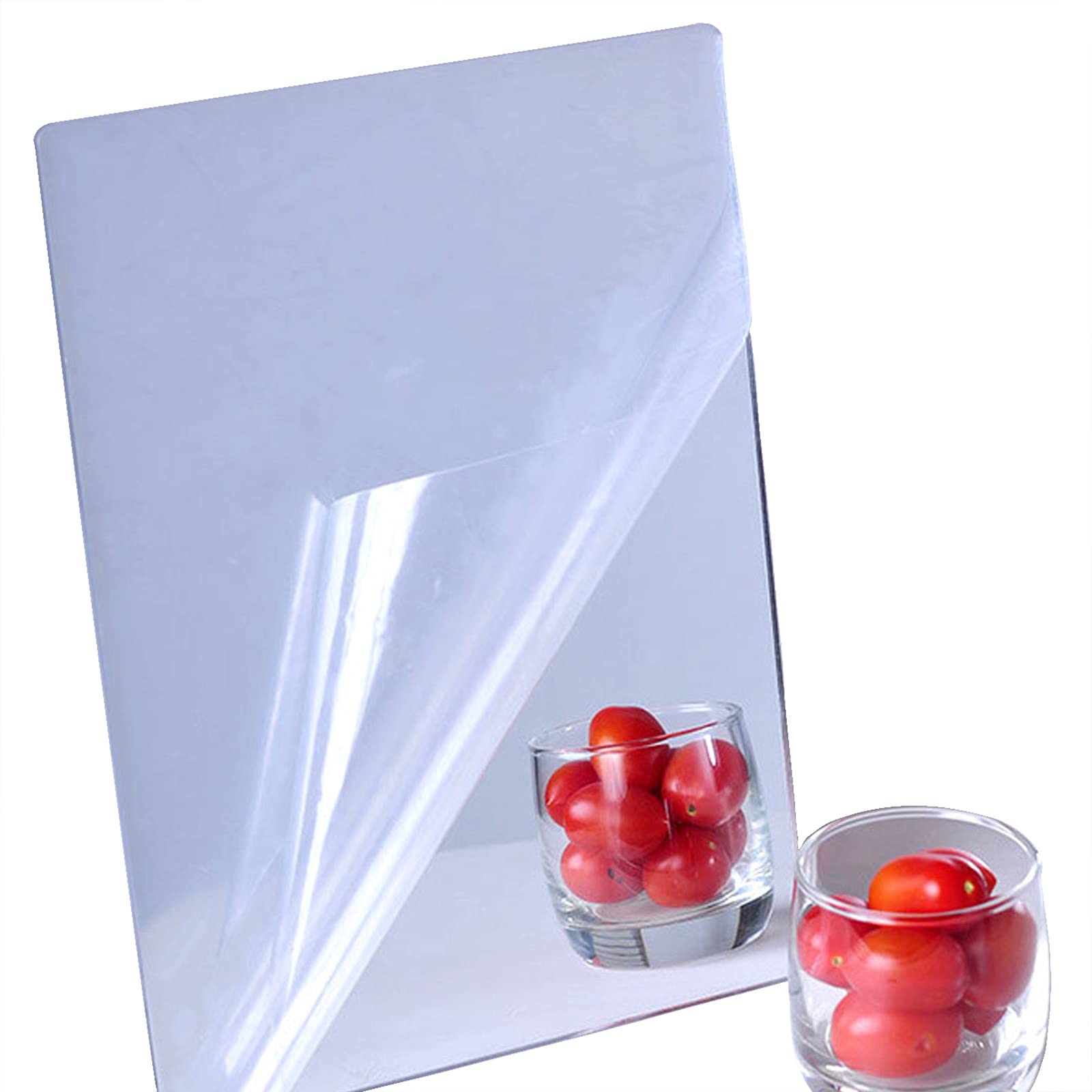 iCAGY Acrylic Self Adhesive Mirror Sheet for Wall, Plastic Non Glass Sticky Kid Safety Mirror Tiles for Wall Rectangle 8x12 inch