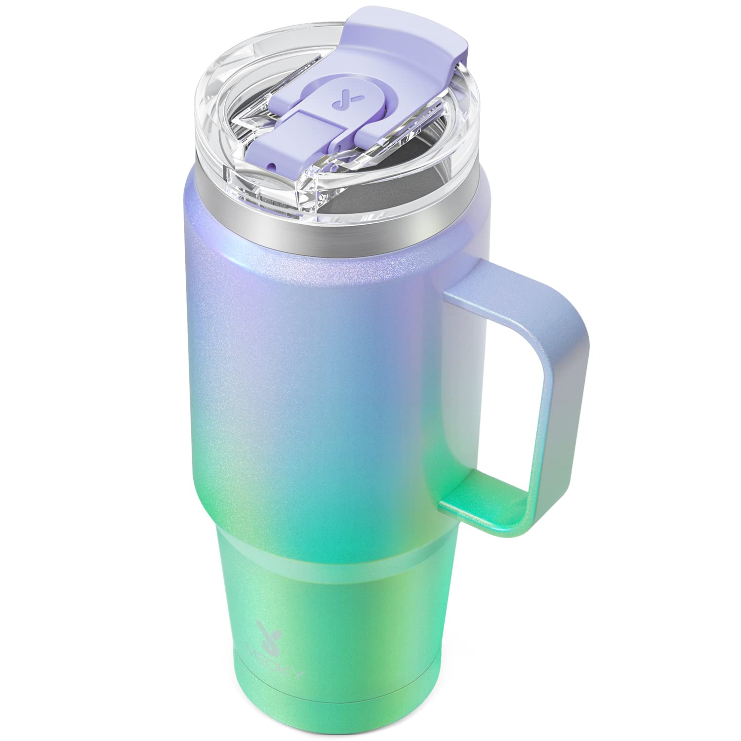 Meoky 32oz Tumbler with Handle, Stainless Steel Travel Mug with 2-in-1 Straw and Sip Lid, Vacuum Insulated Coffee Mug, 100% Leak