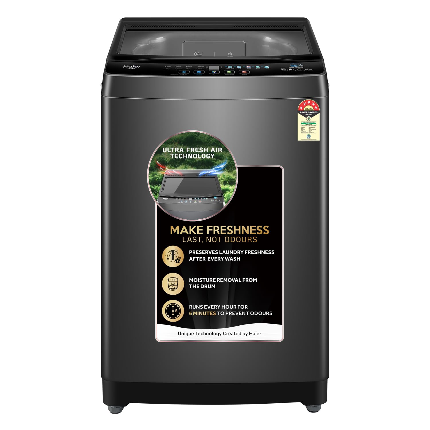 Haier 10.5 Kg 5 Star Fully Automatic Top Load Washing Machine With Ultra Fresh Air Technology, Oceanus Wave Steel Drum (Etl105C