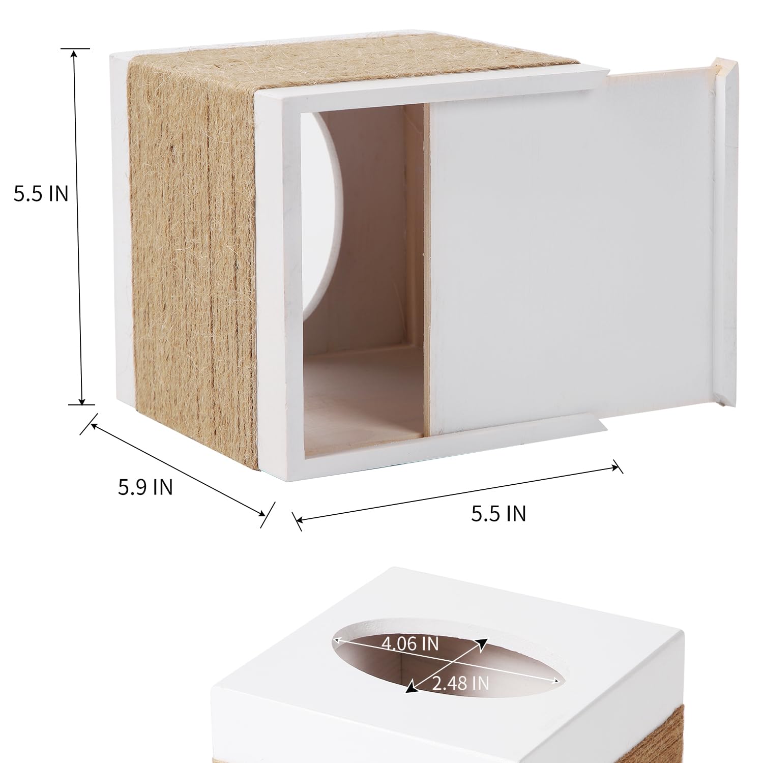 Catory Tissue Box Cover, Wood Tissue Box Cover Square, Farmhouse Tissue Box Holder Covers Your Tissues, Decorative Tissue Cube B