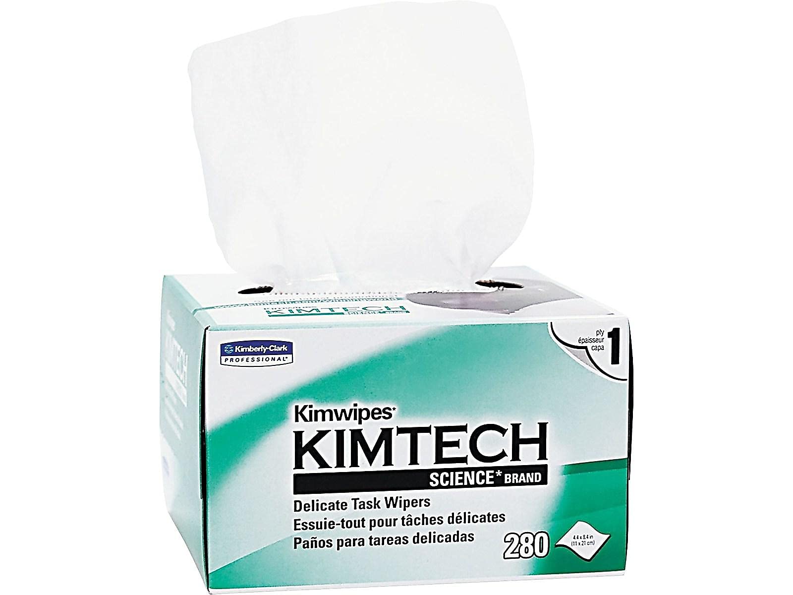 Kimtech 34155 KIMWIPES  Delicate Task Wipers  1-Ply  4 2/5 x 8 2/5  280/Box