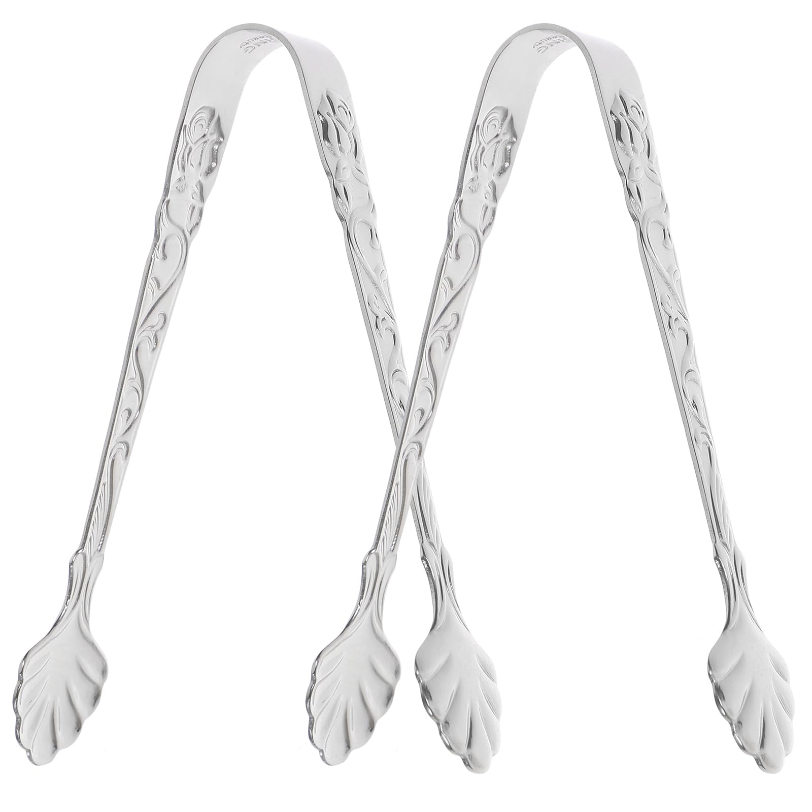 DOITOOL 2PCS Mini Serving Tongs, 3.5Inch Rose Stainless Steel Sugar Cube Tongs, Small Sliver Ice Salad Mini Appetizer for Tea an