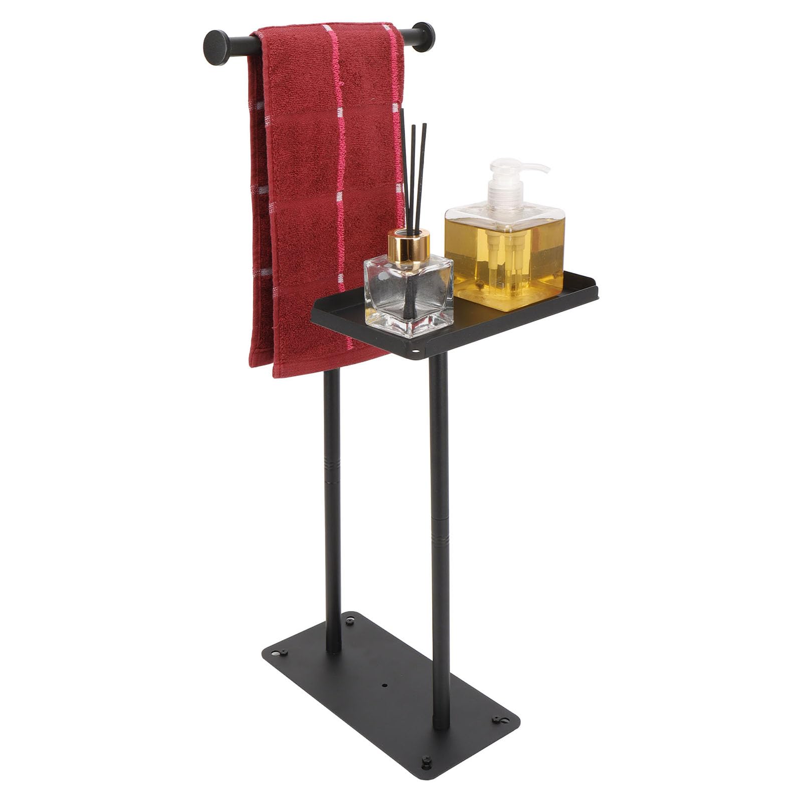 TocTen Freestanding Towel Rack, Towel Drying and Display Rack with Storage Shelf, Heavy Weight Bathroom Towel Rack Stand, Rustpr