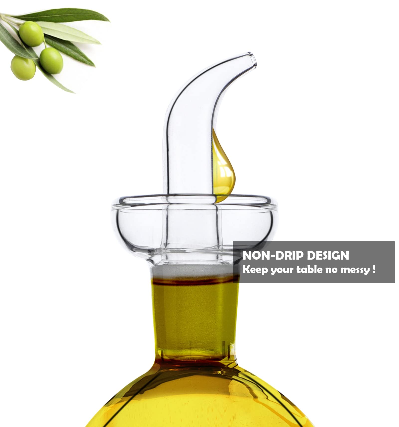 Haizeen 18 Oz / 540 Ml Glass All-Purpose Cruet, Glass Oil Decanter And Cruet (Spherical-18 Oz, Smooth Surface)