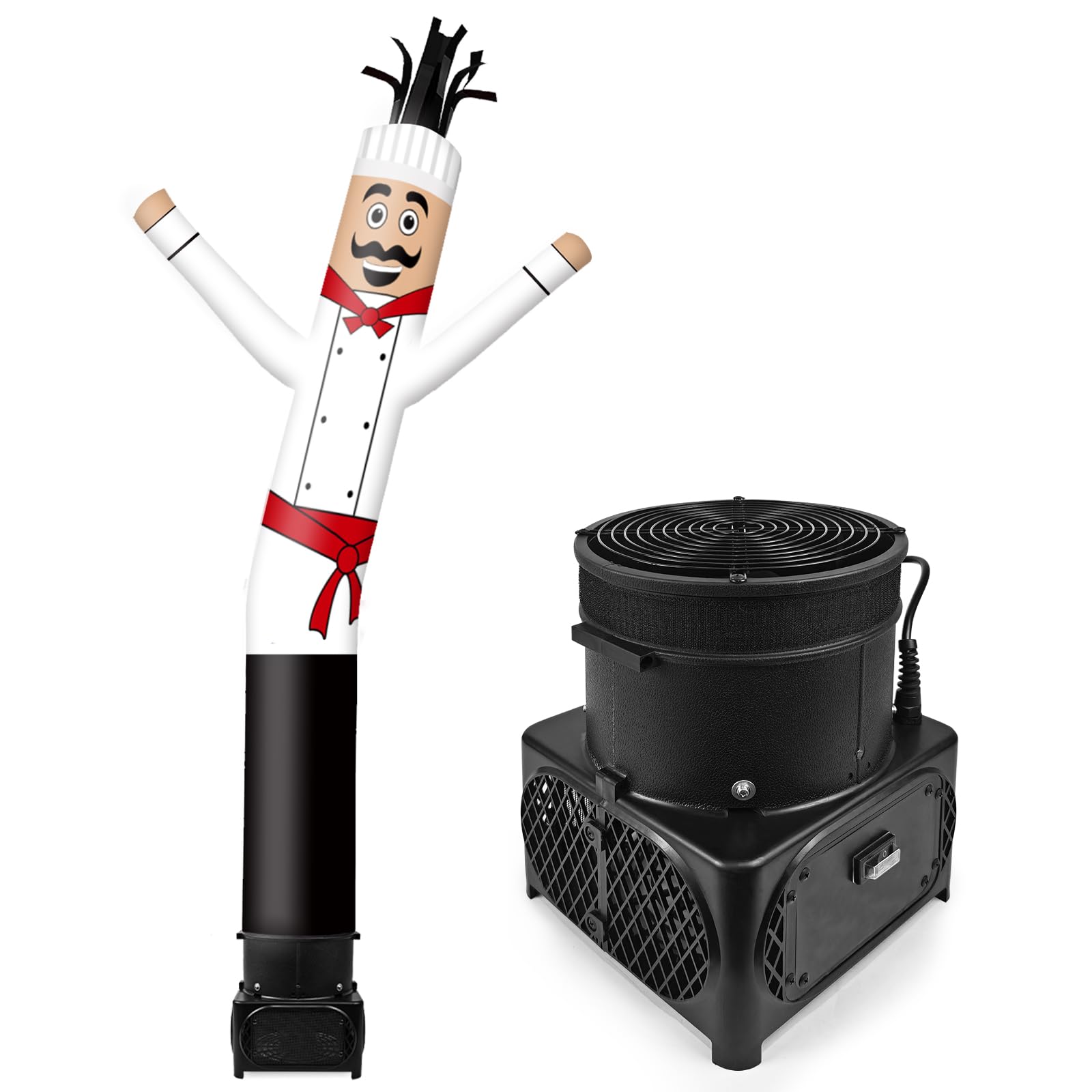 GOODENY 7FT Tall Inflatable Tube Man Chef Wacky Wavy Dancing Guy with Weather-Resistant Blower (9  Diameter) for Outdoor Decorat