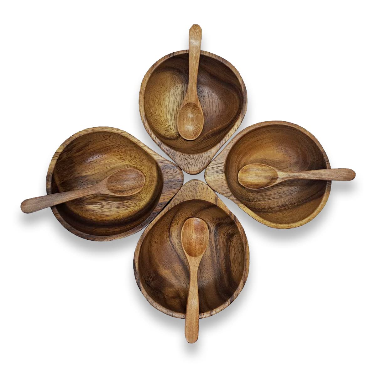 Bestysuperstore 3 '' Mini Acacia Wood Bowl With Tip-Supported Holding In Small Size For Condiments, Dip Sauce, Nuts, Candy, Frui