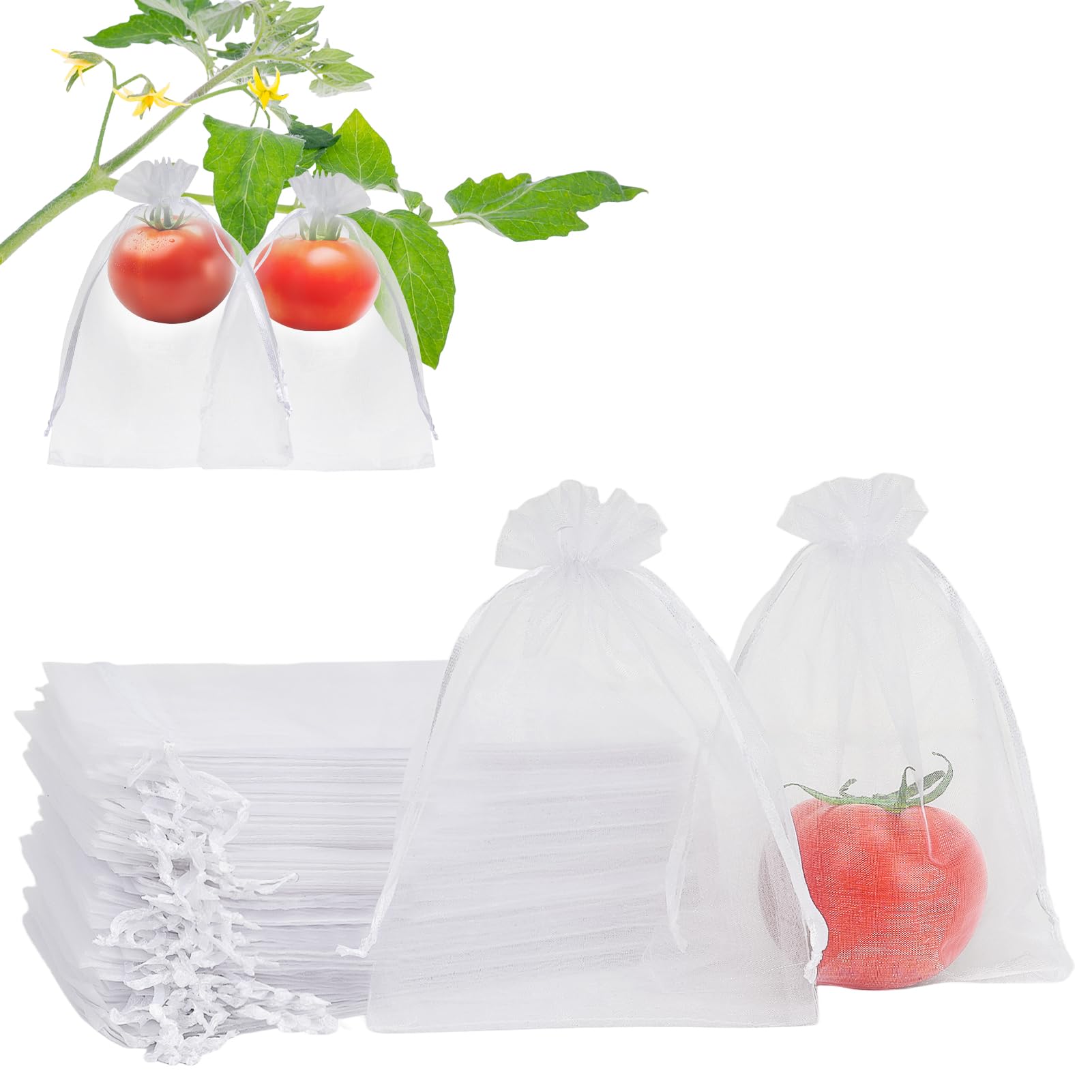 YQL Organza Bags 5x7 100PCS White Gift Favor Bags Mesh Fruit Protection Bags Jewelry Pouches Sachet Bags Wedding Party Valentine Gift