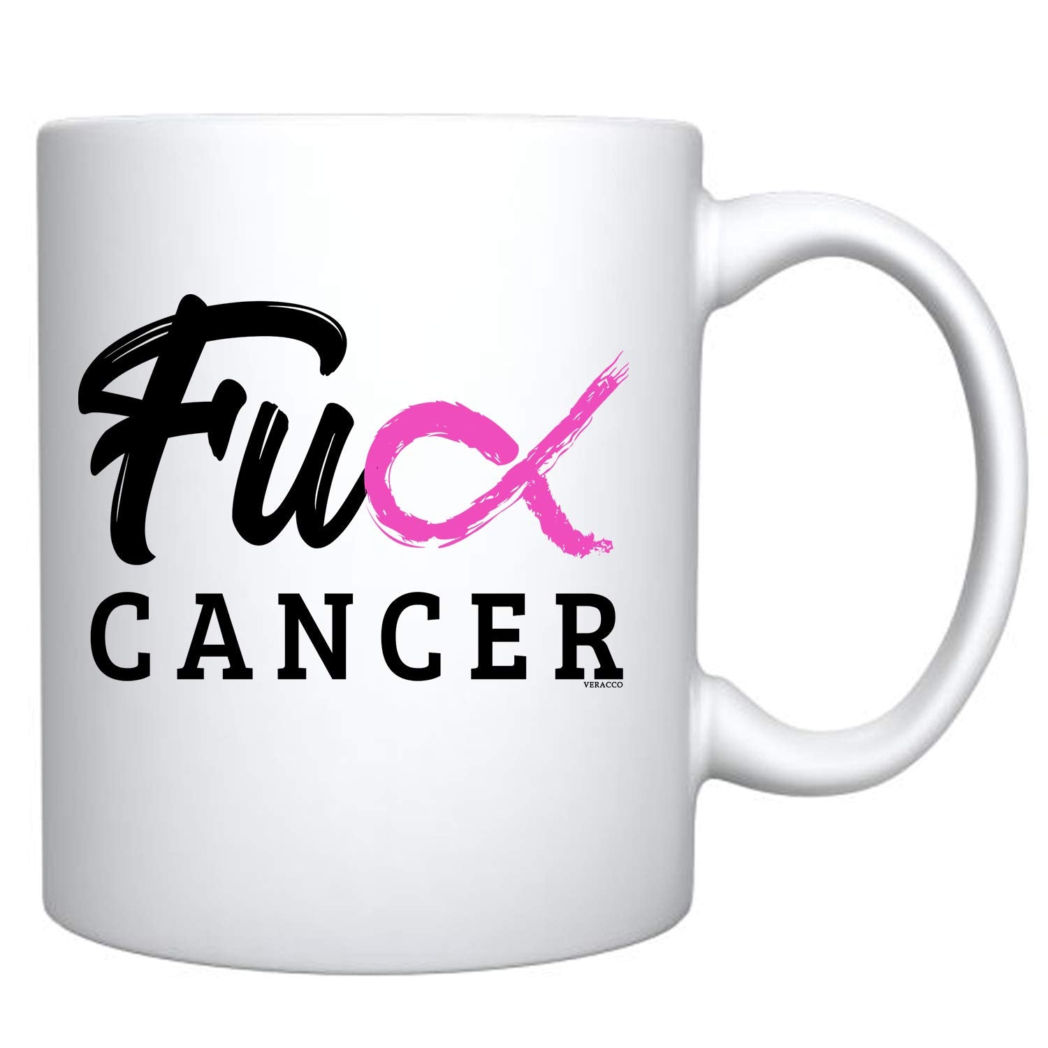 Veracco Fck Breast Cancer Awareness Pink Ribbon Motivational Faith Chemo Ceramic Coffee Mug