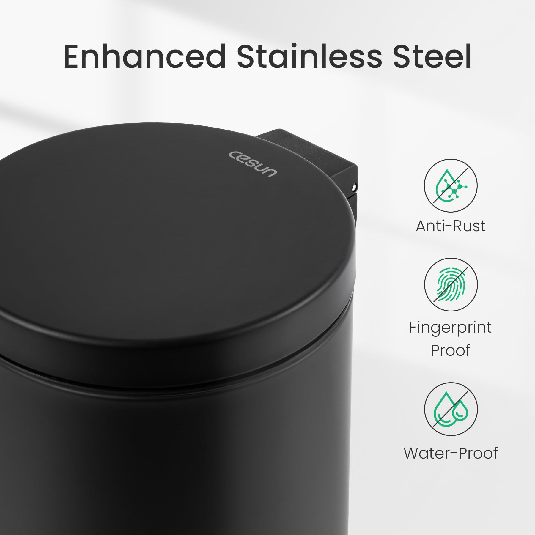 Cesun 1.2 Gallons Small Black Trash Can, Bathroom Garbage Can With Lid And Foot Pedal, Mini Round Wastebasket For Bathroom, Bedr