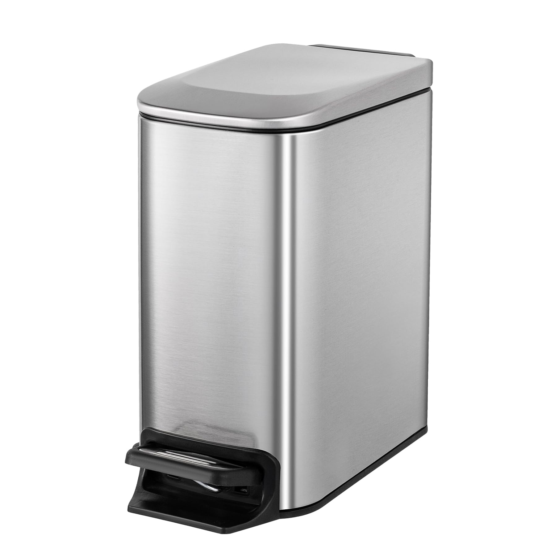Cesun Small Bathroom Trash Can With Lid Soft Close, Step Pedal, 6 Liter / 1.6 Gallon Stainless Steel Garbage Can With Removable