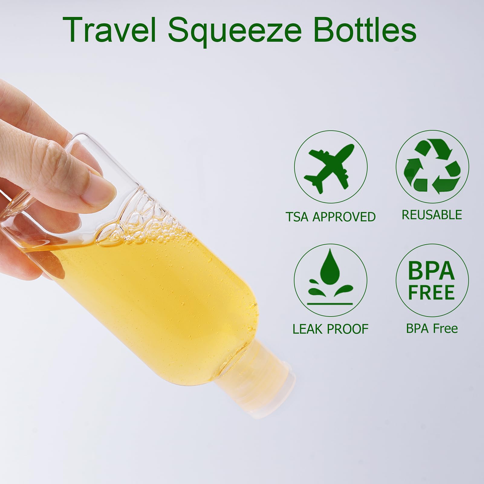 Kitchen GIMS Travel Size Containers Plastic Travel Bottles Leak Proof Squeeze Bottles with Flip Cap TSA Approved 3.4oz/100ml Travel Bottles for Toiletries  Shampoo  Conditioner & Lotion (5 Pack)