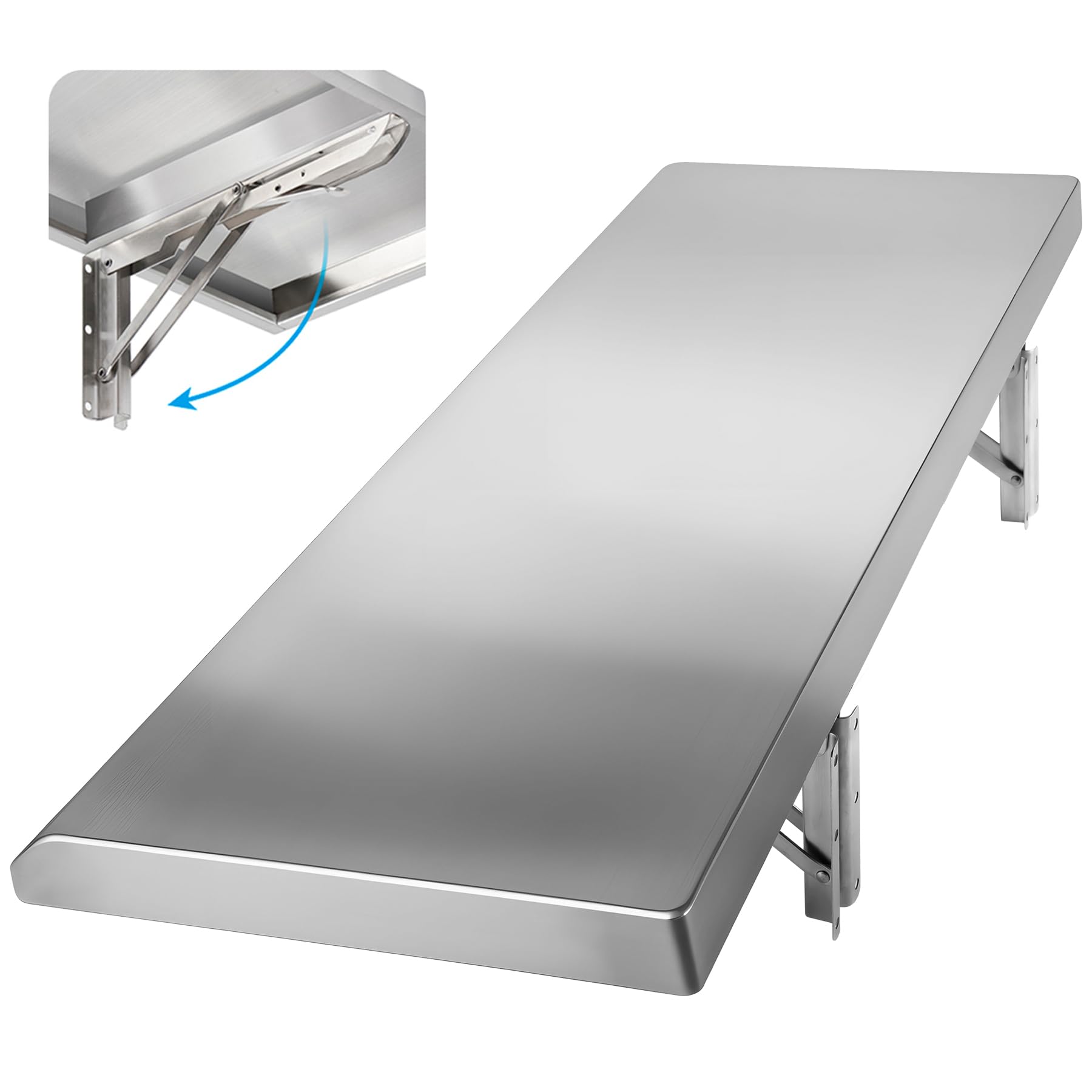 Toriexon Folding Concession Shelf 24 x 12, Stainless Steel Drop Down Folding Serving Food Shelf Concession Stand Serving Shelf f
