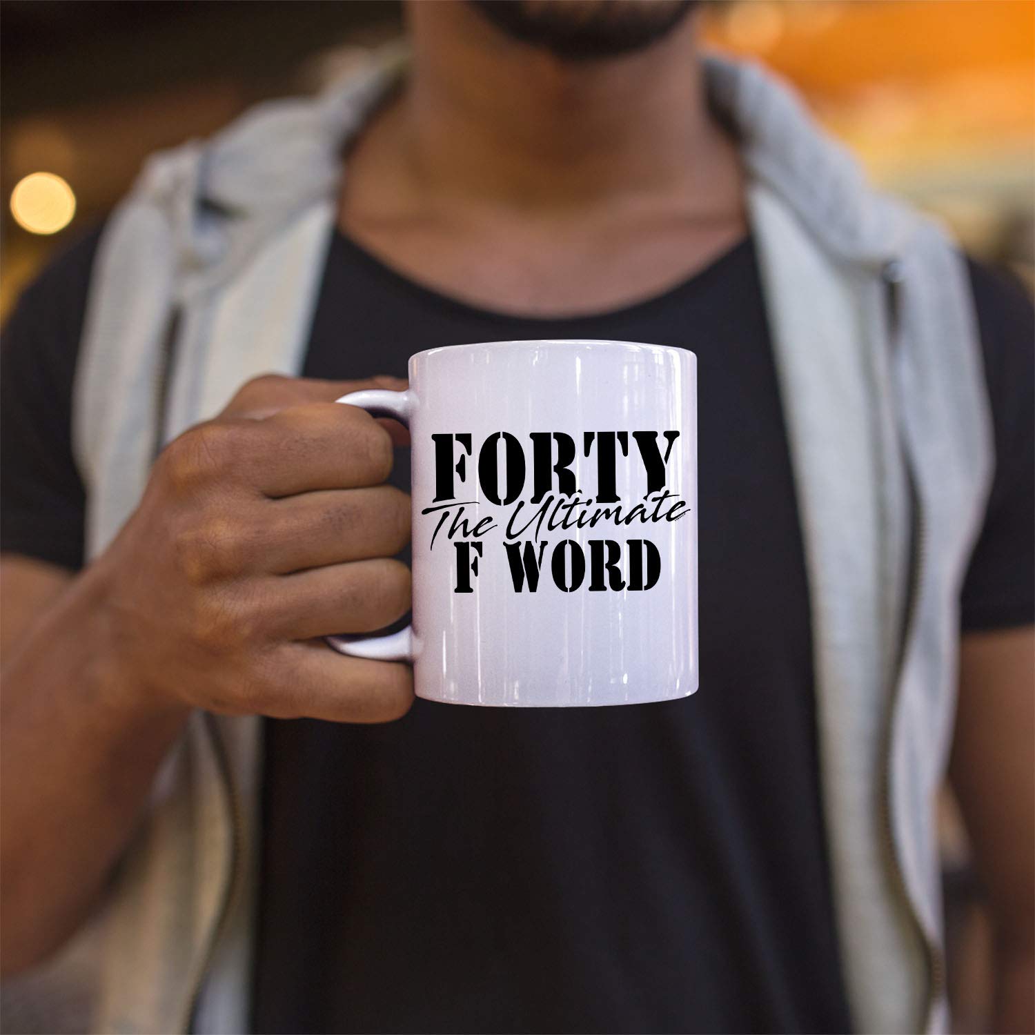 Veracco Forty The Ultimate F Word Ceramic Coffee Mug Funny BirthdayGifts For Him Her Fourty Fabulous (White, Ceramic)