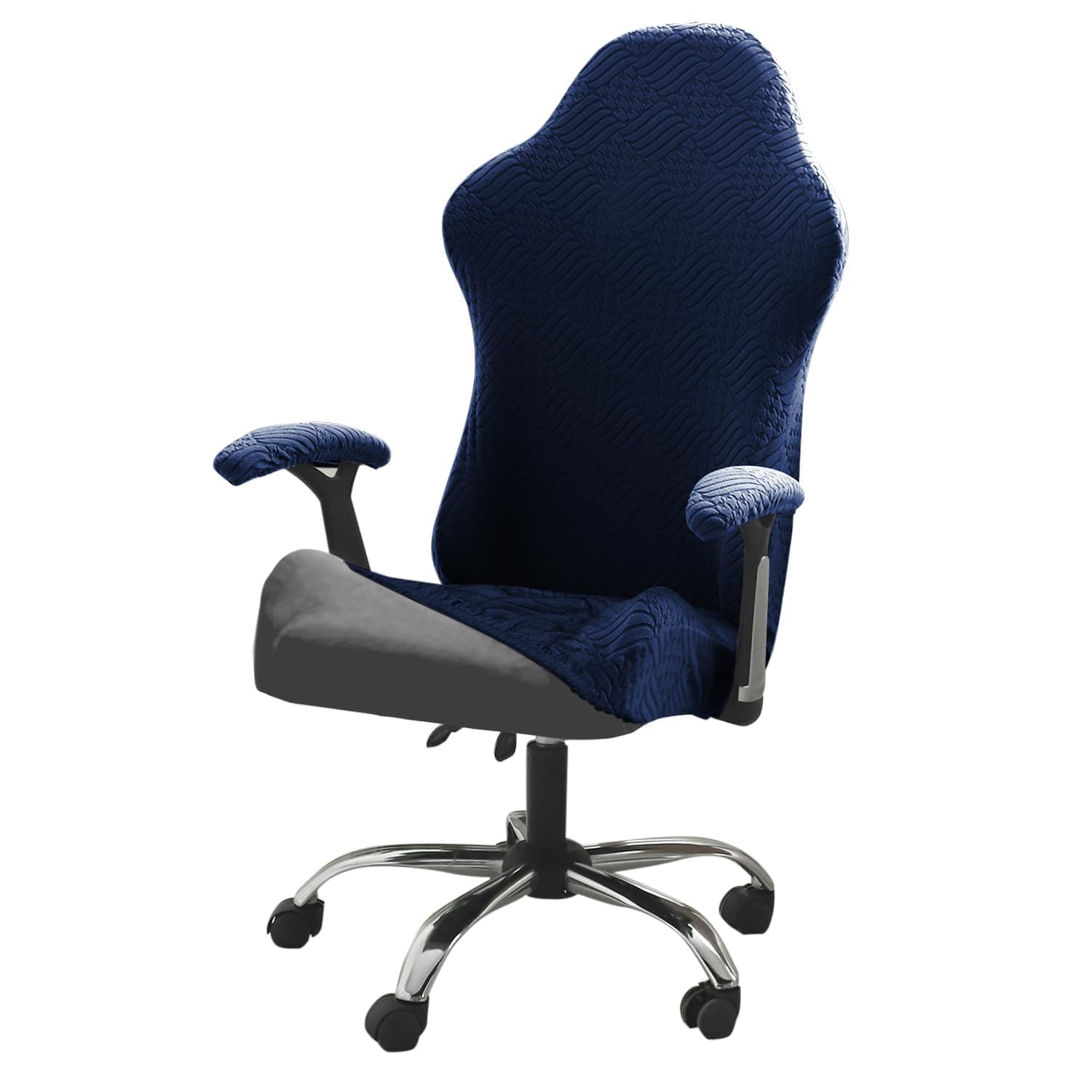 Hokipo Gaming Chair Cover Elastic Jacquard Computer Rotating Chair Seat Covers Slipcover, Navy Blue (New2-Ar-5366-Nblu)